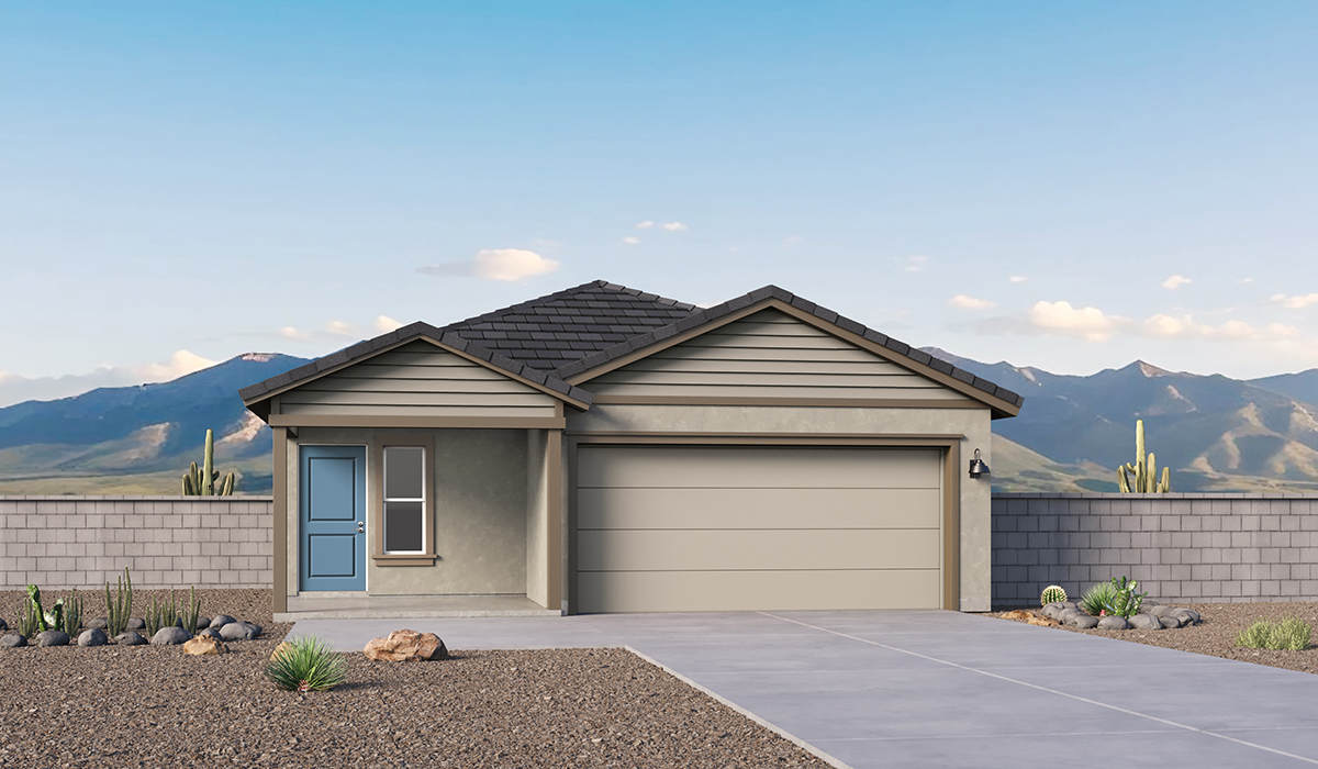 Welcome to The Carolina, a new floor plan available at Saguaro Bloom by D.R. Horton in Marana, Arizona. This single-story floorplan offers 1,608 square feet and is thoughtfully planned out throughout the living spaces. The Carolina features three bedrooms and two bathrooms, making it ideal for those seeking value, space, and convenience.  As you enter through the inviting covered porch, you’re greeted by a bright and airy entryway that flows into the heart of the home. The expansive great room, dining area, and kitchen are thoughtfully connected, creating an ideal space for entertaining or enjoying time with family.  The Carolina’s layout includes a generously sized primary bedroom, carefully positioned for privacy at the rear of the home. This spacious room features a large walk-in closet and an en-suite bathroom. The additional two bedrooms are well-sized and located near the heart of the home with easy access to the main full bathroom.  The Carolina is designed with energy efficiency in mind and features a tankless water heater, energy-efficient LED lighting, and high-performance insulation, helping to lower utility costs. Additionally, this home is equipped with D.R. Horton’s Home is Connected Smart Home package, which includes a smart thermostat, video doorbell, keyless entry, and Wi-Fi® enabled garage door opener.  Step outside to a spacious backyard, where you can unwind and enjoy Tucson’s beautiful weather year-round. Whether you’re sipping your morning coffee or hosting a weekend barbecue, this outdoor space serene surroundings of Saguaro Bloom.  Residents of Saguaro Bloom enjoy an array of community amenities, including a clubhouse, two pools with lap lanes and lagoon entry, a fitness center, a splash pad, and over 30 miles of walking trails. The community also features more than 20 pocket parks, playgrounds, and coming soon, a large community park with tennis, pickleball, soccer, baseball, and a dog park.  Located in the highly-rated Marana Unified School District, Saguaro Bloom is close to excellent schools, including Rattlesnake Ridge Elementary, Marana Middle School, and Marana High School.  *Images shown are for reference only. They depict The Carolina sales model home and may not represent the actual home.