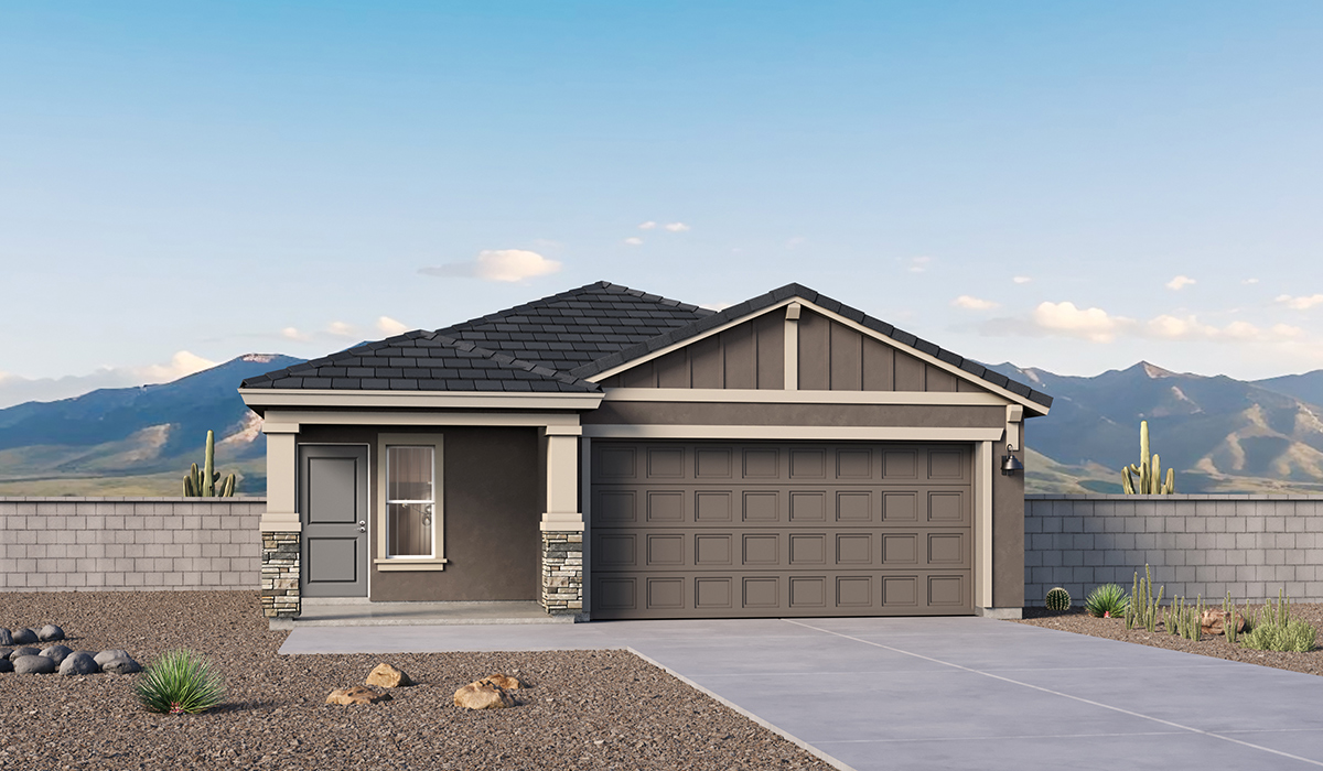Welcome to The Carolina, a new floor plan available at Saguaro Bloom by D.R. Horton in Marana, Arizona. This single-story floorplan offers 1,608 square feet and is thoughtfully planned out throughout the living spaces. The Carolina features three bedrooms and two bathrooms, making it ideal for those seeking value, space, and convenience.  As you enter through the inviting covered porch, you’re greeted by a bright and airy entryway that flows into the heart of the home. The expansive great room, dining area, and kitchen are thoughtfully connected, creating an ideal space for entertaining or enjoying time with family.  The Carolina’s layout includes a generously sized primary bedroom, carefully positioned for privacy at the rear of the home. This spacious room features a large walk-in closet and an en-suite bathroom. The additional two bedrooms are well-sized and located near the heart of the home with easy access to the main full bathroom.  The Carolina is designed with energy efficiency in mind and features a tankless water heater, energy-efficient LED lighting, and high-performance insulation, helping to lower utility costs. Additionally, this home is equipped with D.R. Horton’s Home is Connected Smart Home package, which includes a smart thermostat, video doorbell, keyless entry, and Wi-Fi® enabled garage door opener.  Step outside to a spacious backyard, where you can unwind and enjoy Tucson’s beautiful weather year-round. Whether you’re sipping your morning coffee or hosting a weekend barbecue, this outdoor space serene surroundings of Saguaro Bloom.  Residents of Saguaro Bloom enjoy an array of community amenities, including a clubhouse, two pools with lap lanes and lagoon entry, a fitness center, a splash pad, and over 30 miles of walking trails. The community also features more than 20 pocket parks, playgrounds, and coming soon, a large community park with tennis, pickleball, soccer, baseball, and a dog park.  Located in the highly-rated Marana Unified School District, Saguaro Bloom is close to excellent schools, including Rattlesnake Ridge Elementary, Marana Middle School, and Marana High School.  *Images shown are for reference only. They depict The Carolina sales model home and may not represent the actual home.