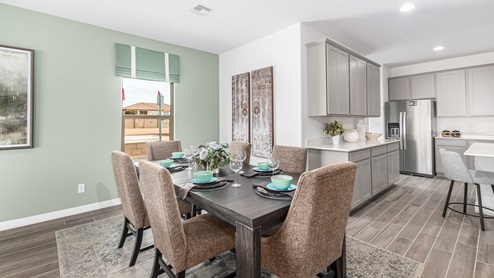 Welcome to Tortolita Trails, where new homes by D.R. Horton blend luxury and nature in the prestigious Dove Mountain area of Marana, Arizona. This exclusive community offers a serene living experience with only 82 homesites spread across 30 spacious acres, ensuring a low-density environment that provides ample privacy and tranquility. Surrounded by breathtaking 360-degree views of the Tortolita and Catalina Mountains, Tortolita Trails is a nature lover’s dream, with easy access to numerous trailheads, parks, and outdoor activities. Tortolita Trails features six charming single-story floor plans, ranging from 1,400 to 1,900 square feet, each crafted with high-quality finishes and modern amenities. Homes in this community feature spacious lots, beautiful Spanish lace stucco exteriors, tile roofs, and exquisitely landscaped front yards with auto drip irrigation. Inside, you’ll find luxurious quartz countertops in the kitchens and bathrooms, tile shower walls, 42” shaker-style cabinets, and stunning wood-look tile flooring throughout the main living areas. Each home is designed for comfort and convenience, with 9-foot ceilings, recessed lighting, and a Home is Connected® Smart Home package that includes a smart thermostat, video doorbell, keyless entry, a Wi-Fi-enabled garage door opener and more. These homes are not only stylish but also energy-efficient, meeting the stringent DOE Zero Energy Ready Home standards. Equipped with tankless water heaters, energy-efficient LED lighting, and advanced spray foam insulation, these homes are designed to reduce your environmental footprint while providing long-term savings on energy costs. Additionally, each home includes a single basin stainless steel kitchen sink with a water filtration system and a soft water loop for enhanced water quality. Living in Tortolita Trails means being part of a community that values both elegance and connection to nature. The community offers a range of amenities, including a park, playground, walking paths, ramadas, and grassy areas with picnic benches, perfect for family gatherings and outdoor activities. The prestigious Golf Club at Dove Mountain and the 5-star Ritz Carlton Resort are just minutes away, offering world-class golfing, dining, and spa experiences. Families will appreciate the top-rated Marana Unified School District, with the highly-rated Dove Mountain CSTEM K-8 School within walking distance. The community’s location also provides easy access to shopping, dining, and entertainment, with the nearby Houghton Town Center and Tangerine Sky Community Park offering everything you need just a short drive away. For outdoor enthusiasts, Tortolita Trails is surrounded by natural beauty and endless recreational opportunities. Explore the 29 miles of trails at Tortolita Mountain Park, or visit the nearby Tortolita Preserve, a 2,400-acre expanse of untouched desert perfect for hiking, biking, and wildlife viewing. The community’s proximity to Saguaro National Park and the Camino Loma Alta Bike Trail further enhances its appeal to those who love the outdoors. Come home to Tortolita Trails, where the fusion of elegant living and natural splendor creates an unparalleled lifestyle. Embrace the essence of Arizona living at its finest in this extraordinary community.