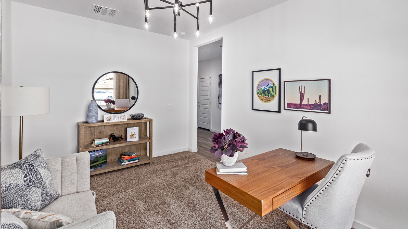 Introducing The Citrine, the crown jewel and largest floorplan within the Tortolita Trails community, located in the scenic Dove Mountain area of Marana, Arizona. Spanning 2,577 square feet, this impressive single-story new home offers a blend of space, style, and contemporary convenience, perfect for families seeking room to grow and entertain.  As you step through the welcoming entryway, you’re immediately drawn into the expansive great room, which flows comfortably into the dining area and kitchen. This open layout creates a warm and inviting atmosphere, ideal for both casual family dinners and larger gatherings. The kitchen is a chef's delight, complete with a spacious island, high-end quartz countertops, and ample storage within the 42” shaker-style cabinets. Adjacent to the kitchen, a cozy nook provides the perfect spot for morning coffee while enjoying views of the backyard.  The Citrine boasts five well-appointed bedrooms, providing flexibility for various lifestyle needs. The primary bedroom is situated at the rear of the home for added privacy, featuring a generous walk-in closet and a luxurious en-suite bathroom with dual sinks and a tiled shower. The additional four bedrooms are thoughtfully distributed throughout the home, offering comfort and convenience for guests or family members.  Outdoor living is a key feature of The Citrine, with a covered patio that extends the living space into the backyard, perfect for al fresco dining or simply relaxing in the shade. The two-car garage not only provides ample space for vehicles but also includes additional storage options to keep your home organized.  Energy efficiency and modern technology are at the forefront of The Citrine’s design. The home is equipped with tankless water heaters, energy-efficient LED lighting, and advanced spray foam insulation, all meeting the stringent DOE Zero Energy Ready Home standards. A Home is Connected® Smart Home package further enhances everyday living, with features like a smart thermostat, video doorbell, keyless entry, a Wi-Fi-enabled garage door opener and more.   As the largest floorplan within Tortolita Trails, The Citrine stands out not only for its size but also for its intentional layout and premium finishes. This home offers an unparalleled living experience in a community that embraces both elegance and a deep connection to nature. With easy access to outdoor activities, top-rated schools, and upscale amenities, The Citrine provides the perfect blend of comfort, style, and convenience in one of Arizona's most desirable neighborhoods.