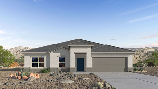 Introducing The Citrine, the crown jewel and largest floorplan within the Tortolita Trails community, located in the scenic Dove Mountain area of Marana, Arizona. Spanning 2,577 square feet, this impressive single-story new home offers a blend of space, style, and contemporary convenience, perfect for families seeking room to grow and entertain.  As you step through the welcoming entryway, you’re immediately drawn into the expansive great room, which flows comfortably into the dining area and kitchen. This open layout creates a warm and inviting atmosphere, ideal for both casual family dinners and larger gatherings. The kitchen is a chef's delight, complete with a spacious island, high-end quartz countertops, and ample storage within the 42” shaker-style cabinets. Adjacent to the kitchen, a cozy nook provides the perfect spot for morning coffee while enjoying views of the backyard.  The Citrine boasts five well-appointed bedrooms, providing flexibility for various lifestyle needs. The primary bedroom is situated at the rear of the home for added privacy, featuring a generous walk-in closet and a luxurious en-suite bathroom with dual sinks and a tiled shower. The additional four bedrooms are thoughtfully distributed throughout the home, offering comfort and convenience for guests or family members.  Outdoor living is a key feature of The Citrine, with a covered patio that extends the living space into the backyard, perfect for al fresco dining or simply relaxing in the shade. The two-car garage not only provides ample space for vehicles but also includes additional storage options to keep your home organized.  Energy efficiency and modern technology are at the forefront of The Citrine’s design. The home is equipped with tankless water heaters, energy-efficient LED lighting, and advanced spray foam insulation, all meeting the stringent DOE Zero Energy Ready Home standards. A Home is Connected® Smart Home package further enhances everyday living, with features like a smart thermostat, video doorbell, keyless entry, a Wi-Fi-enabled garage door opener and more.   As the largest floorplan within Tortolita Trails, The Citrine stands out not only for its size but also for its intentional layout and premium finishes. This home offers an unparalleled living experience in a community that embraces both elegance and a deep connection to nature. With easy access to outdoor activities, top-rated schools, and upscale amenities, The Citrine provides the perfect blend of comfort, style, and convenience in one of Arizona's most desirable neighborhoods.