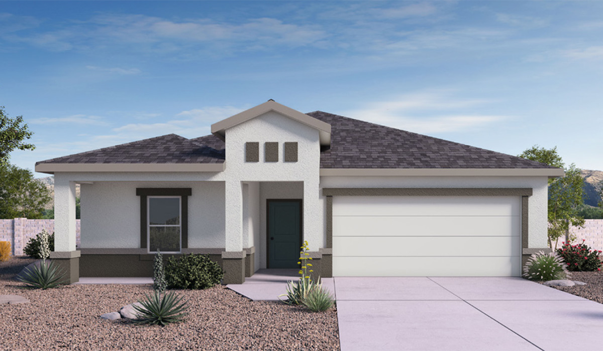 Elevation option C of the Cali, located within the peaceful Sycamore Vista community in the serene foothills of the Santa Rita Mountains, Arizona. This thoughtfully laid-out, single-story home offers 1,823 square feet of versatile living space designed to meet the needs of modern families.  Step into the inviting entryway, where you're welcomed by a spacious great room that serves as the heart of the home. The open-concept design connects the great room to the dining area and kitchen, creating a harmonious flow that's perfect for both entertaining and daily living. The kitchen is a true culinary haven, featuring a large island, granite countertops, and ample storage space with a walk-in pantry.  The Cali's four bedrooms are designed with relaxation in mind. The primary suite, tucked away from the other bedrooms, offers a private oasis complete with a walk-in closet and a well-appointed bathroom featuring dual vanities. The additional three bedrooms share a well-equipped bathroom and are situated to provide comfort and privacy for family members or guests.  Adding to the home's appeal are the premium standard features that come included in every Cali at Sycamore Vista. Enjoy the elegance of staggered wood-look ceramic tile flooring throughout the main living areas, complemented by Shaker-style cabinetry in the kitchen and bathrooms. The kitchen is further enhanced by an open single basin stainless steel sink paired with a water filtration system, making both cooking and cleanup a breeze. The energy-efficient design includes spray foam insulation, a tankless water heater, and LED lighting throughout, all contributing to lower utility costs and a more sustainable lifestyle.  Outdoor living is a breeze with the covered patio, easily accessible from the dining room, providing the perfect spot for morning coffee or evening gatherings. The three-car garage offers plenty of space for vehicles and storage, ensuring that everything you need is within easy reach.  Sycamore Vista's location offers a unique blend of tranquility and convenience, making The Cali an ideal choice for those seeking a peaceful retreat with easy access to modern amenities. Whether you're relaxing indoors or enjoying the outdoor beauty of Arizona, The Cali is a home that combines style, comfort, and functionality in every detail.