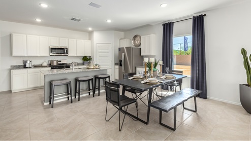 Welcome to Casas del Cerrito, an exclusive new home community by D.R. Horton, perfectly situated on Tucson’s highly sought-after east side. Designed for those who crave a blend of modern convenience, natural beauty, and top-notch education, this community offers the ideal setting for your next chapter. Nestled against the backdrop of breathtaking mountain views, Casas del Cerrito provides easy access to everything that makes Tucson a desirable place to live. Whether you’re heading to work or exploring the great outdoors, you’re never far from what you need. Enjoy quick access to major employers like Davis-Monthan Air Force Base, Raytheon, and Pima Community College East Campus, ensuring your commute is a breeze. Families will appreciate the proximity to exceptional schools, including the esteemed Leman Academy of Excellence and Legacy Traditional School, both located within a mile of the community. With these top-tier schools just around the corner, you can rest assured your children will receive an exceptional education. Outdoor enthusiasts will love being just minutes from Saguaro National Park East, where you can explore miles of hiking and biking trails, admire the majestic saguaro cacti, and take in the stunning desert landscapes. Casas del Cerrito is also close to Lincoln Park, Agua Caliente Regional Park, Mount Lemmon, Reddington Pass, Tanque Verde Falls, multiple Dog Parks, and so much more! Casas del Cerrito is more than just a place to live—it’s a place to thrive. Our homes range from 3 to 5 bedrooms and feature modern, energy-efficient designs that meet the DOE Zero Energy Ready Home standards. Each home is equipped with our signature Home Is Connected Smart Home Package, giving you control and peace of mind. Standard features include elegant granite countertops in kitchens and bathrooms, 18”x18” tile flooring throughout all areas except bedrooms, and spacious walk-in closets in the primary suites. The homes also offer larger lots, pool-ready and perfect for your backyard dreams. The Spanish lace stucco exteriors, tile roofs, and professionally landscaped front yards with auto-drip irrigation add to the curb appeal. For those who enjoy recreational activities, Casas del Cerrito is surrounded by a plethora of options. Tee off at Fred Enke Golf Course, ride the trails at nearby mountain bike parks, or enjoy a day at one of the many stables like Raven Ranch and Sonoran Stables. When it’s time to relax, visit nearby attractions like Trail Dust Town, Park Place Mall, or catch a movie at Galaxy Theatres. Casas del Cerrito offers a unique blend of urban convenience and natural serenity, making it the perfect place to call home. Join this vibrant community and start living the lifestyle you’ve always dreamed of.