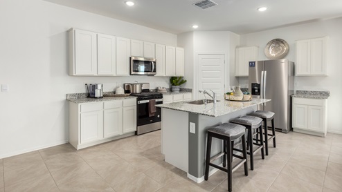 Welcome to Casas del Cerrito, an exclusive new home community by D.R. Horton, perfectly situated on Tucson’s highly sought-after east side. Designed for those who crave a blend of modern convenience, natural beauty, and top-notch education, this community offers the ideal setting for your next chapter. Nestled against the backdrop of breathtaking mountain views, Casas del Cerrito provides easy access to everything that makes Tucson a desirable place to live. Whether you’re heading to work or exploring the great outdoors, you’re never far from what you need. Enjoy quick access to major employers like Davis-Monthan Air Force Base, Raytheon, and Pima Community College East Campus, ensuring your commute is a breeze. Families will appreciate the proximity to exceptional schools, including the esteemed Leman Academy of Excellence and Legacy Traditional School, both located within a mile of the community. With these top-tier schools just around the corner, you can rest assured your children will receive an exceptional education. Outdoor enthusiasts will love being just minutes from Saguaro National Park East, where you can explore miles of hiking and biking trails, admire the majestic saguaro cacti, and take in the stunning desert landscapes. Casas del Cerrito is also close to Lincoln Park, Agua Caliente Regional Park, Mount Lemmon, Reddington Pass, Tanque Verde Falls, multiple Dog Parks, and so much more! Casas del Cerrito is more than just a place to live—it’s a place to thrive. Our homes range from 3 to 5 bedrooms and feature modern, energy-efficient designs that meet the DOE Zero Energy Ready Home standards. Each home is equipped with our signature Home Is Connected Smart Home Package, giving you control and peace of mind. Standard features include elegant granite countertops in kitchens and bathrooms, 18”x18” tile flooring throughout all areas except bedrooms, and spacious walk-in closets in the primary suites. The homes also offer larger lots, pool-ready and perfect for your backyard dreams. The Spanish lace stucco exteriors, tile roofs, and professionally landscaped front yards with auto-drip irrigation add to the curb appeal. For those who enjoy recreational activities, Casas del Cerrito is surrounded by a plethora of options. Tee off at Fred Enke Golf Course, ride the trails at nearby mountain bike parks, or enjoy a day at one of the many stables like Raven Ranch and Sonoran Stables. When it’s time to relax, visit nearby attractions like Trail Dust Town, Park Place Mall, or catch a movie at Galaxy Theatres. Casas del Cerrito offers a unique blend of urban convenience and natural serenity, making it the perfect place to call home. Join this vibrant community and start living the lifestyle you’ve always dreamed of.