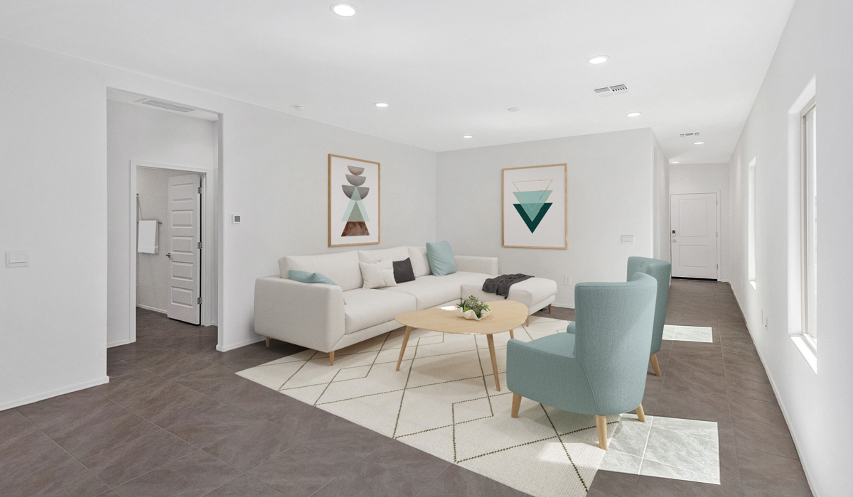 Discover The Diana, a well-planned single-story new home in the vibrant Senita Crossing community. Spanning 1,558 square feet, this residence offers three bedrooms and two bathrooms, all within a layout that emphasizes comfort and ease of living.  As you enter through the front porch, you're greeted by a welcoming foyer that opens into the sprawling great room. This space, designed to be the heart of the home, flows effortlessly into the dining area and kitchen, making it ideal for both everyday living and entertaining. The kitchen is outfitted with a large island, granite countertops, and stylish Shaker-style cabinetry, combining practicality with a touch of sophistication. A generous pantry ensures that storage is never an issue, and stainless steel appliances, including a gas range, microwave, and dishwasher, are all standard, enhancing your cooking experience.  The primary bedroom is thoughtfully located at the rear of the home, providing a private retreat complete with a spacious walk-in closet and an en-suite bathroom featuring dual vanities. The additional two bedrooms are positioned at the opposite end of the home, each with easy access to the second bathroom, making this layout perfect for families or guests.  Outdoor living is a key feature of The Diana, with a covered patio that extends your living space to the outside. Whether you’re enjoying a quiet morning coffee or hosting an evening gathering, this space is perfect for taking advantage of Tucson’s beautiful weather.  Senita Crossing is a community that blends convenience with comfort. Located on Tucson’s southeast side, residents enjoy easy access to I-10, Davis-Monthan Air Force Base, and major employers like Raytheon, making it an ideal location for both families and professionals. Inside The Diana, modern conveniences like 12”x12” ceramic tile flooring, granite countertops, and stainless steel appliances are standard, ensuring that your home is as functional as it is beautiful.  Energy efficiency is a priority in The Diana, with features like a tankless water heater, LED lighting, and advanced spray foam insulation, all contributing to lower energy costs and a smaller carbon footprint. The home is also equipped with D.R. Horton’s Home is Connected® Smart Home package, which includes a smart thermostat, video doorbell, keyless entry, and more, providing both convenience and peace of mind.  Living in Senita Crossing means access to top-rated schools in the Sunnyside Unified School District, as well as proximity to outdoor destinations like Sabino Canyon and cultural attractions like the Tucson Botanical Gardens. The community offers amenities such as a park, playground, and maintained walking and biking trails, making it a perfect place for families to thrive.  The Diana at Senita Crossing is more than just a home; it’s a place where comfort, convenience, and modern living come together to create the perfect environment for you and your family.