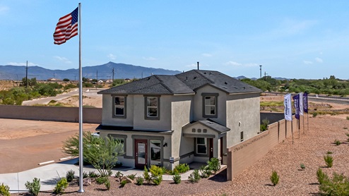 Discover Blackhawk, a vibrant new home community by D.R. Horton in Tucson, Arizona, offering the perfect blend of convenience, quality, and the joys of Arizona living. Located just minutes from I-10, Blackhawk provides easy access to downtown Tucson, the University of Arizona, and major employers like Davis-Monthan Air Force Base, Raytheon, and Tucson International Airport. This prime location ensures that shopping, dining, and entertainment are never far away, making it an ideal choice for families, professionals, and retirees alike. Blackhawk features a range of thoughtfully designed homes, with options ranging from 3 to 5 bedrooms and 1,300 to 2,500 square feet. These homes are crafted for comfort, style, and energy efficiency, featuring granite countertops in the kitchen and bathrooms, tile flooring throughout the main areas, spacious walk-in closets, dual vanities in the master bathroom, and expansive lots for outdoor living. Each home is built with a Spanish lace stucco exterior and comes with a landscaped front yard, complete with an auto drip irrigation system. Additionally, these homes are equipped with D.R. Horton’s Home is Connected Smart Home package, which includes a smart thermostat, video doorbell, keyless entry, Deako Smart Switches, a Wi-Fi-enabled garage door opener and more! Living in Blackhawk means enjoying the benefits of a Zero Energy Ready Home, built to meet rigorous energy efficiency and performance standards. These high-performance homes are designed to save you money on energy costs while reducing your environmental footprint. The community itself offers a variety of amenities, including playgrounds with jungle gyms, parks, ramadas, and walking and biking trails that encourage a healthy, active lifestyle. The Sunnyside School District serves Blackhawk, with top-rated schools like Craycroft Elementary, Billy Lane Middle School, and Desert View High School nearby. Families will appreciate the safe, welcoming environment of the community, as well as the abundance of nearby parks and recreational opportunities. Outdoor enthusiasts will love the proximity to Saguaro National Park, Cienega Creek Natural Preserve, and Del Lago Golf Club, offering endless opportunities for hiking, cycling, and exploring the stunning Arizona landscape. Blackhawk is situated in a rapidly growing area of Tucson, providing affordable housing in a community that is as vibrant as it is welcoming. With ongoing development projects and a strong sense of community, Blackhawk promises a bright future for all its residents. Experience the best of Arizona living at Blackhawk, where quality, convenience, and community come together beautifully.