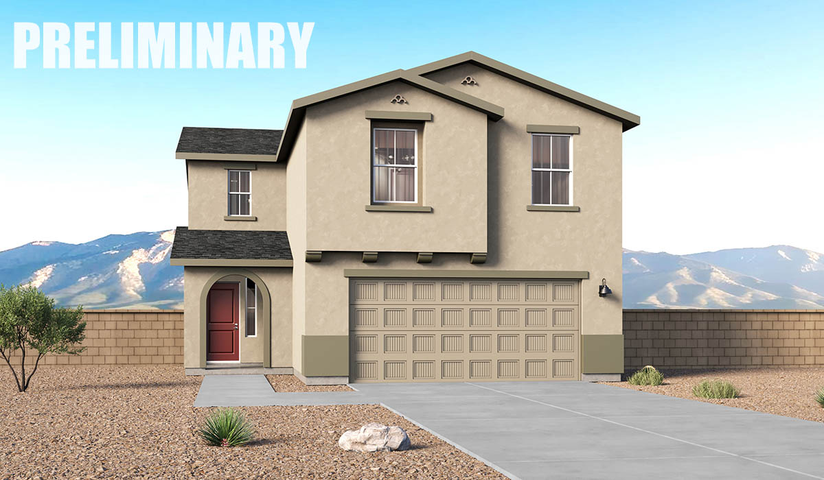 Discover the Gila, a brand new versatile two-story floor plan offering 2,057 sq. ft. of comfortable, modern living space now available at Blackhawk by D.R. Horton in Tucson, Arizona.   Thoughtfully crafted for households of all sizes, the Gila features four bedrooms, a spacious loft, and three full bathrooms, ensuring every family member has their own space to unwind and recharge. The main floor creates an inviting flow, with a generous great room that connects seamlessly to the dining area and kitchen.  A standout highlight of this home is the guest-style suite on the main floor, offering convenient access to a full bathroom. Perfect for visitors, multi-generational living, or private home office, this main-level bedroom offers exceptional flexibility.  Upstairs, The Gila continues to impress with thoughtful design and family-friendly layout. The well-appointed primary bedroom includes a private en-suite bathroom and large walk-in closet. Bedrooms 2 and 3, along with the loft, share a full bathroom conveniently located for easy access. An additional standout feature is Bedroom 2, which includes a large walk-in closet, a perfect setup for teens, young adults, or anyone who appreciates extra storage and personal space. The second floor also features a large laundry room, conveniently located near the bedrooms.  The Gila is designed with energy efficiency in mind and features tankless water heaters, energy-efficient LED lighting, and high-performance insulation, helping to lower utility costs. Additionally, this home is equipped with D.R. Horton’s Home is Connected Smart Home package, which includes a smart thermostat, video doorbell, keyless entry, and Wi-Fi® enabled garage door opener!  Step outside to a spacious backyard, where you can unwind and enjoy Tucson’s beautiful weather year-round. Whether you’re sipping your morning coffee or hosting a weekend barbecue, this outdoor space serene surroundings of Blackhawk.  Living in Blackhawk offers a variety of amenities, including playgrounds with jungle gyms, parks, ramadas, and walking and biking trails that encourage a healthy and active lifestyles.