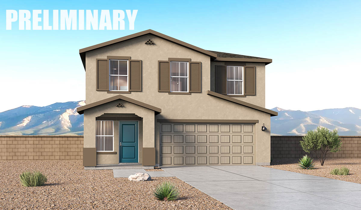 Introducing The Kleindale, a brand new stunning two-story home within the master-planned community of Blackhawk by D.R. Horton in Tucson, Arizona.  This spacious and beautifully designed two-story home offers 2,384 sq. ft., five bedrooms, three full bathrooms, and versatile 2-3 tandem car garage. This impressive layout is ideal for large households, multigenerational living, or anyone who simply wants room to grow, gather, and live comfortably.  A welcoming front porch leads you into the entryway, which flows into the expansive open-concept great room, dining area, and kitchen. The kitchen features stainless steel gas range, microwave, and dishwasher, and plenty of storage space. With thoughtful design and abundant natural light, the main floor truly feels like the heart of the home.  One of the standout features of The Kleindale is the fifth bedroom located on the main floor with convenient access to a full bathroom, making it perfect for a guest suite or private home office.  A spacious and private second floor continues the living space with a generous loft leading to the primary bedroom, complete with an en-suite bathroom and large walk-in closet. Three additional bedrooms are also located on the second floor each offering plenty of space for family, guests, or work-from-home needs. The upstairs also includes a full bathroom and laundry room.  Our homes at Blackhawk are designed with the future in mind. Each home features a light lace stucco exterior, landscaped front yards with auto drip irrigation, and large backyards that are fully fenced and ready for your personal touch. Inside, the Home is Connected® Smart Home package brings modern convenience to your fingertips with a smart thermostat, video doorbell, keyless entry, and a Wi-Fi® enabled garage door opener.  Step outside to a spacious backyard, where you can unwind and enjoy Tucson’s beautiful weather year-round. Whether you’re sipping your morning coffee or hosting a weekend barbecue, this outdoor space serene surroundings of Blackhawk.   With its expansive living spaces, flexible bedroom arrangements, and thoughtful deign throughout, The Kleindale offers the ultimate combination of comfort, convenience, and room to thrive. Living in Blackhawk offers a variety of amenities, including playgrounds with jungle gyms, parks, ramadas, and walking and biking trails that encourage a healthy and active lifestyles.