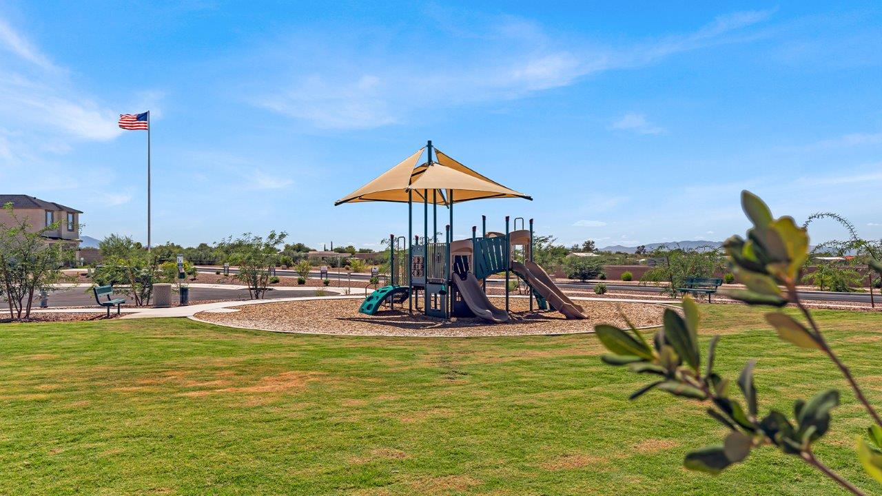 Introducing The Grace at Blackhawk in Tucson, Arizona – a spacious 1,963 sq. ft. two-story new home designed to accommodate modern living with style and functionality.  As you step through the welcoming front porch, you’re greeted by an open and inviting entryway that leads directly into the heart of the home. The main level features a spacious great room that flows seamlessly into the dining area and the modern kitchen, creating a perfect space for entertaining and family gatherings. The kitchen is equipped with elegant granite countertops, a large island with a breakfast bar, modern appliances, and a pantry that offers plenty of storage, making it as functional as it is stylish.  The main floor also includes a convenient powder room for guests, and direct access to the two-car garage, enhancing the home’s functionality and ease of living.  Heading upstairs, you'll discover the family’s private quarters. The master suite is a serene retreat, featuring a generously sized bedroom, a large walk-in closet, and an en-suite bathroom complete with dual vanities and a walk-in shower. The upper level also includes three additional bedrooms, a full bathroom, and a utility room conveniently located for easy access to all bedrooms. Additionally, a versatile loft area serves as a flexible space that can be used as a game room, home office, or even a second living area.  Back downstairs, step outside from the great room to the covered patio, where you can enjoy Tucson’s beautiful weather year-round. Whether you’re hosting an outdoor gathering or simply relaxing after a long day, this space extends your living area and enhances the home’s inviting ambiance.  Designed with energy efficiency in mind, The Grace at Blackhawk is a DOE Zero Energy Ready Home, ensuring sustainability, comfort, and long-term savings.