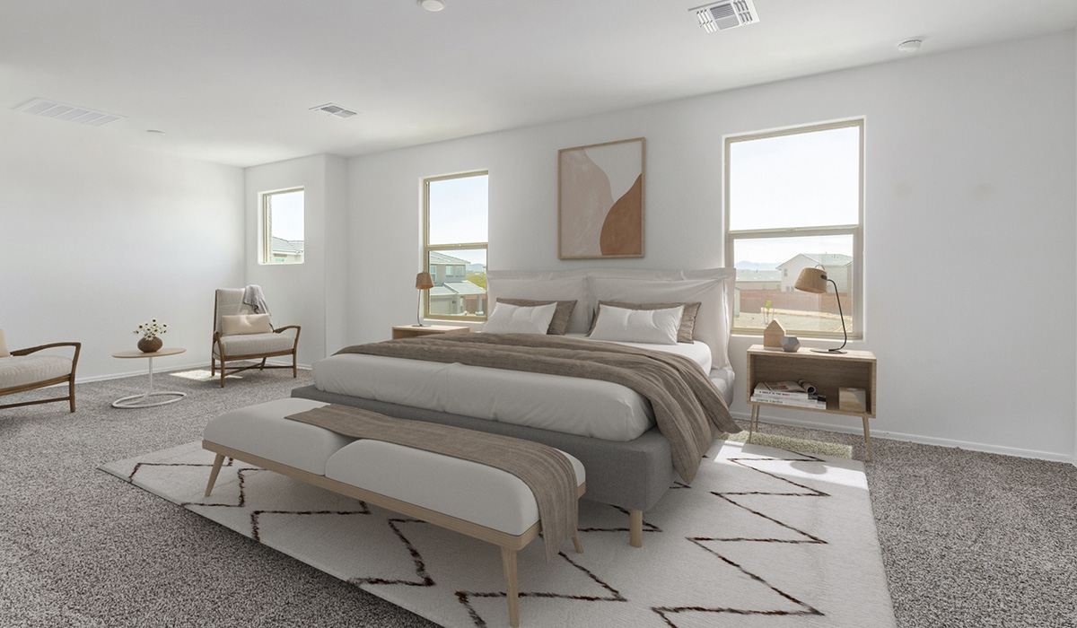 Welcome to The Madison at Blackhawk in Tucson, Arizona – the largest home in the community, offering an expansive 2,522 sq. ft. of living space designed for families seeking both luxury and functionality.  As you step through the inviting front porch, you're greeted by a thoughtfully designed entryway that leads into the heart of the home. The main level features a spacious great room that flows effortlessly into the dining area and the kitchen, making it an ideal space for entertaining and family gatherings. The kitchen is equipped with elegant granite countertops, a large island with a breakfast bar, modern appliances, and a pantry that provides ample storage, ensuring that the kitchen is as functional as it is stylish.  The main floor also includes a bedroom with easy access to a full bathroom, making it a perfect guest suite or a private home office. The convenient bathroom and direct access to the two-car garage enhance the home’s functionality, while the nearby utility room adds a layer of practicality to daily living.  Heading upstairs, you’ll find the family’s private quarters. The master suite is a true retreat, featuring a generously sized bedroom, a large walk-in closet, and an en-suite bathroom complete with dual vanities and a walk-in shower. The upper level also includes three additional bedrooms, a full bathroom, and a versatile loft area that can be tailored to fit your lifestyle, whether as a playroom, home office, or additional living space.  Back downstairs, step outside from the great room to the covered patio, where you can enjoy Tucson’s stunning weather year-round. Whether you’re hosting an outdoor gathering or simply relaxing after a long day, this space extends your living area and enhances the home’s inviting ambiance.  Designed with energy efficiency in mind, The Madison at Blackhawk is a DOE Zero Energy Ready Home, ensuring sustainability, comfort, and long-term savings.