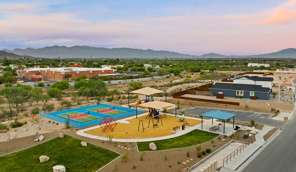 Introducing Redford Estates by D.R. Horton – Your Future Awaits in Southwest Tucson. Get ready for something spectacular! D.R. Horton is breaking ground on Redford Estates, our newest community on the booming southwest side of Tucson. Positioned along the key Valencia corridor just off I-19.  Spanning nearly 7 acres of planned recreation and park space, Redford Estates offers an unparalleled lifestyle. Imagine spending your weekends enjoying the expansive green areas, complete with walking paths and open spaces. And with Ebonee Marie Moody Park immediately to the south, your family will have access to baseball fields, basketball courts, playgrounds, ramadas, and more, right at your doorstep.  Our homes at Redford Estates are designed with the future in mind. Each home features a Spanish lace stucco exterior, landscaped front yards with auto drip irrigation, and large backyards that are fully fenced and ready for your personal touch. Covered front porches and back patios offer the perfect spots to unwind and enjoy Tucson's breathtaking sunsets. Inside, the Home is Connected® Smart Home package brings modern convenience to your fingertips with a smart thermostat, video doorbell, keyless entry, and a Wi-Fi-enabled garage door opener.  Redford Estates is not just a place to live—it's a gateway to everything that makes Tucson unique. For those with a passion for food, Tucson's designation as a UNESCO City of Gastronomy means you'll be surrounded by some of the best culinary experiences the city has to offer, from traditional Mexican cuisine to innovative dishes that honor local heritage.  Outdoor enthusiasts will love being close to Tucson Mountain Park and The Loop, the nation's top-rated bike path, offering miles of scenic beauty for biking, walking, and exploration. Plus, with quick access to major employers like the University of Arizona and Tucson International Airport, Redford Estates is perfectly positioned for both work and play.