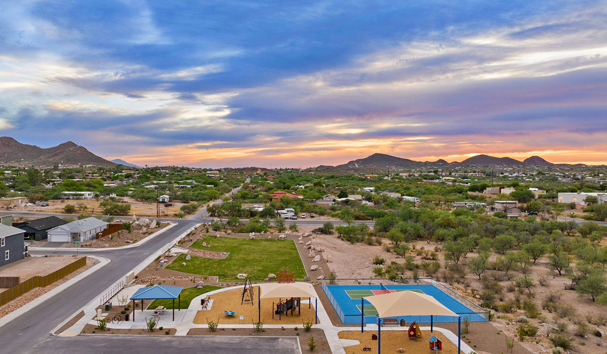Introducing Redford Estates by D.R. Horton – Your Future Awaits in Southwest Tucson. Get ready for something spectacular! D.R. Horton is breaking ground on Redford Estates, our newest community on the booming southwest side of Tucson. Positioned along the key Valencia corridor just off I-19.  Spanning nearly 7 acres of planned recreation and park space, Redford Estates offers an unparalleled lifestyle. Imagine spending your weekends enjoying the expansive green areas, complete with walking paths and open spaces. And with Ebonee Marie Moody Park immediately to the south, your family will have access to baseball fields, basketball courts, playgrounds, ramadas, and more, right at your doorstep.  Our homes at Redford Estates are designed with the future in mind. Each home features a Spanish lace stucco exterior, landscaped front yards with auto drip irrigation, and large backyards that are fully fenced and ready for your personal touch. Covered front porches and back patios offer the perfect spots to unwind and enjoy Tucson's breathtaking sunsets. Inside, the Home is Connected® Smart Home package brings modern convenience to your fingertips with a smart thermostat, video doorbell, keyless entry, and a Wi-Fi-enabled garage door opener.  Redford Estates is not just a place to live—it's a gateway to everything that makes Tucson unique. For those with a passion for food, Tucson's designation as a UNESCO City of Gastronomy means you'll be surrounded by some of the best culinary experiences the city has to offer, from traditional Mexican cuisine to innovative dishes that honor local heritage.  Outdoor enthusiasts will love being close to Tucson Mountain Park and The Loop, the nation's top-rated bike path, offering miles of scenic beauty for biking, walking, and exploration. Plus, with quick access to major employers like the University of Arizona and Tucson International Airport, Redford Estates is perfectly positioned for both work and play.