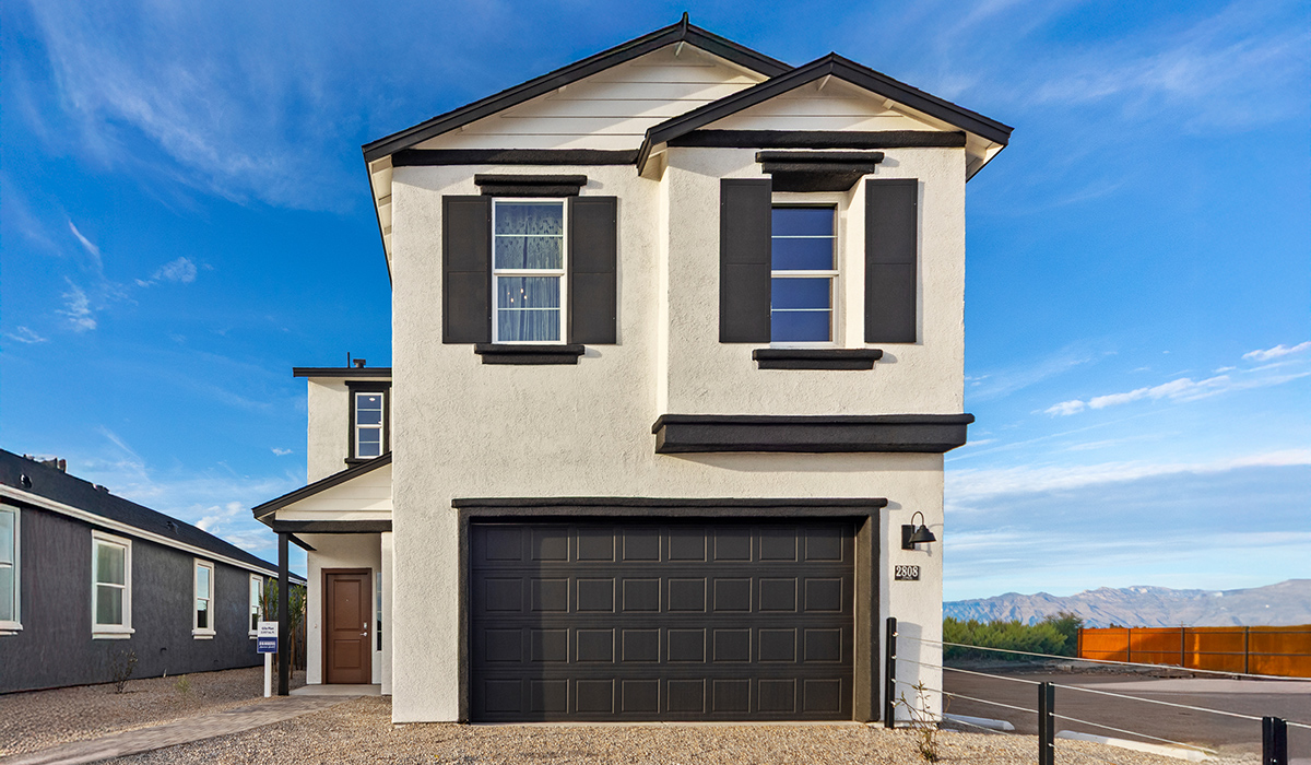 Discover the Gila — a versatile two-story floor plan offering 2,057 sq. ft. of comfortable, modern living in our new Redford Estate community of Southwest Tucson, Arizona.  Thoughtfully crafted for households of all sizes, the Gila features four bedrooms, a spacious loft, and three full bathrooms, ensuring every family member has their own space to unwind and recharge.  A standout highlight of this home is the guest-style suite on the main floor, offering convenient access to a full bathroom. Perfect for visitors, multigenerational living, or private home office, this main-level bedroom offers exceptional flexibility.  The main floor creates an inviting flow, with a generous great room that connects seamlessly to the dining area and kitchen. The kitchen features a large center island, Shaker-style cabinetry, and ample storage space to include a large pantry.  Upstairs, the Gila continues to impress with thoughtful design and family-friendly layout. The well-appointed primary bedroom includes a private en-suite bathroom and large walk-in closet. Bedrooms 2 and 3, along with the loft, share a full bathroom conveniently located for easy access. An additional standout feature is Bedroom 2, which includes a large walk-in closet—a perfect setup for teens, young adults, or anyone who appreciates extra storage and personal space. The second floor also features a large laundry room, conveniently located near the bedrooms.  Our homes at Redford Estates are designed with the future in mind. Each home features a Spanish lace stucco exterior, landscaped front yards with auto drip irrigation, and large backyards that are fully fenced and ready for your personal touch. Inside, the Home is Connected® Smart Home package brings modern convenience to your fingertips with a smart thermostat, video doorbell, keyless entry, and a Wi-Fi-enabled garage door opener.  With three full bathrooms, smartly arranged bedrooms, and spaces crafted for comfort and flexibility, the Gila is designed to meet the needs of today's busy and evolving lifestyles.