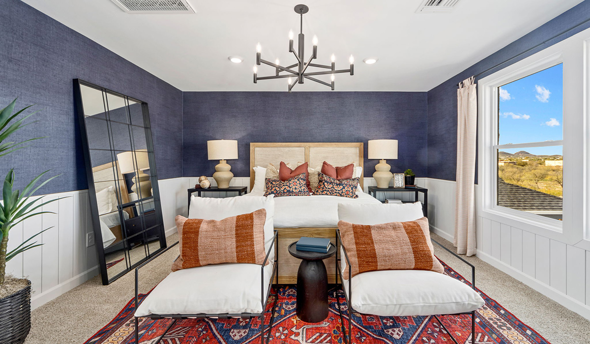 Discover the Gila — a versatile two-story floor plan offering 2,057 sq. ft. of comfortable, modern living in our new Redford Estate community of Southwest Tucson, Arizona.  Thoughtfully crafted for households of all sizes, the Gila features four bedrooms, a spacious loft, and three full bathrooms, ensuring every family member has their own space to unwind and recharge.  A standout highlight of this home is the guest-style suite on the main floor, offering convenient access to a full bathroom. Perfect for visitors, multigenerational living, or private home office, this main-level bedroom offers exceptional flexibility.  The main floor creates an inviting flow, with a generous great room that connects seamlessly to the dining area and kitchen. The kitchen features a large center island, Shaker-style cabinetry, and ample storage space to include a large pantry.  Upstairs, the Gila continues to impress with thoughtful design and family-friendly layout. The well-appointed primary bedroom includes a private en-suite bathroom and large walk-in closet. Bedrooms 2 and 3, along with the loft, share a full bathroom conveniently located for easy access. An additional standout feature is Bedroom 2, which includes a large walk-in closet—a perfect setup for teens, young adults, or anyone who appreciates extra storage and personal space. The second floor also features a large laundry room, conveniently located near the bedrooms.  Our homes at Redford Estates are designed with the future in mind. Each home features a Spanish lace stucco exterior, landscaped front yards with auto drip irrigation, and large backyards that are fully fenced and ready for your personal touch. Inside, the Home is Connected® Smart Home package brings modern convenience to your fingertips with a smart thermostat, video doorbell, keyless entry, and a Wi-Fi-enabled garage door opener.  With three full bathrooms, smartly arranged bedrooms, and spaces crafted for comfort and flexibility, the Gila is designed to meet the needs of today's busy and evolving lifestyles.