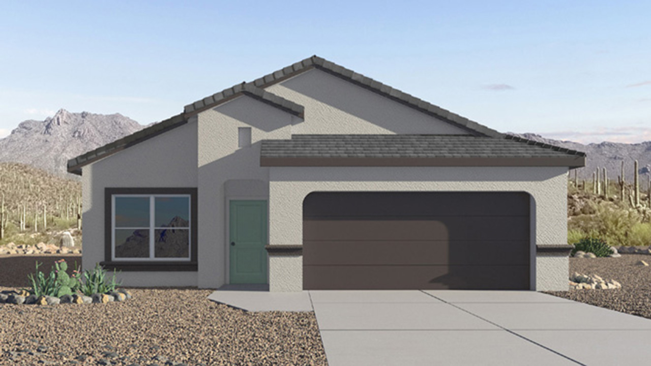 The Parker floor plan is one of the expansive new homes featured at The Oasis at Rocking K in Vail, Arizona. This vibrant community is nestled against the backdrop of the Rincon Mountains. The Parker stands out as a spacious single-story new home, offering 1,914 square feet of living space, making it the largest single-story floorplan available in this community.  The Parker is a reflection of elegance that defines The Oasis at Rocking K. The beautifully landscaped front yard, complete with an irrigation system, enhances the curb appeal, with a covered front porch.  Step into a well-planned layout that effortlessly balances functionality. The Parker features five bedrooms, including a private primary suite with a walk-in closet and en-suite bathroom. The additional bedrooms are thoughtfully situated to provide privacy and comfort, with easy access to two full bathrooms.  The heart of The Parker is the kitchen, which seamlessly connects to the dining room and great room. The kitchen is equipped with high-end finishes, including quartz countertops, shaker-style cabinets, and stainless-steel appliances. A generous pantry and plenty of cabinet space ensure that storage is never an issue.  The Parker includes a covered back patio, perfect for enjoying the tranquility of the surrounding landscape. Inside, the home features durable wood-look tile flooring in the main living areas, adding warmth and elegance to the space.  The Parker comes equipped with the Home is Connected® Smart Home package. This includes a smart thermostat, video doorbell, keyless entry, and more. Additionally, the home meets DOE Zero Energy Ready Home standards, with features like spray foam insulation and tankless water heaters, ensuring long-term savings and a reduced environmental footprint.  Living in The Oasis at Rocking K means enjoying a community rich in amenities. Whether you’re seeking a peaceful retreat or an active lifestyle, The Parker at The Oasis at Rocking K offers the perfect home base.