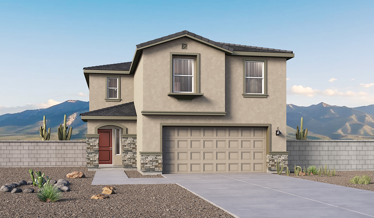 Discover the Gila, a brand new versatile two-story floor plan offering 2,057 sq. ft. of comfortable, modern living space now available at The Oasis at Rocking K by D.R. Horton in Vail, Arizona.  Thoughtfully crafted for households of all sizes, the Gila features four bedrooms, a spacious loft, and three full bathrooms, ensuring every family member has their own space to unwind and recharge. The main floor creates an inviting flow, with a generous great room that connects seamlessly to the dining area and kitchen.  A standout highlight of this home is the guest-style suite on the main floor, offering convenient access to a full bathroom. Perfect for visitors, multi-generational living, or private home office, this main-level bedroom offers exceptional flexibility.  Upstairs, The Gila continues to impress with thoughtful design and family-friendly layout. The well-appointed primary bedroom includes a private en-suite bathroom and large walk-in closet. Bedrooms 2 and 3, along with the loft, share a full bathroom conveniently located for easy access. An additional standout feature is Bedroom 2, which includes a large walk-in closet, a perfect setup for teens, young adults, or anyone who appreciates extra storage and personal space. The second floor also features a large laundry room, conveniently located near the bedrooms.  The Gila is designed with energy efficiency in mind and features tankless water heaters, energy-efficient LED lighting, and high-performance insulation, helping to lower utility costs. Additionally, this home is equipped with D.R. Horton’s Home is Connected Smart Home package, which includes a smart thermostat, video doorbell, keyless entry, and Wi-Fi® enabled garage door opener.  Step outside to a spacious backyard, where you can unwind and enjoy Vail’s beautiful weather year-round. Whether you’re sipping your morning coffee or hosting a weekend barbecue, this outdoor space serene surroundings of Rocking K.  Living in Rocking K offers a variety of amenities, including playgrounds with jungle gyms, parks, ramadas, and walking and biking trails that encourage a healthy, active lifestyle. Designed with energy efficiency in mind, The Gila at The Oasis at Rocking K is an Energy Ready Home, helping to lower utility costs, offering you long-term savings, and a sustainable living environment.