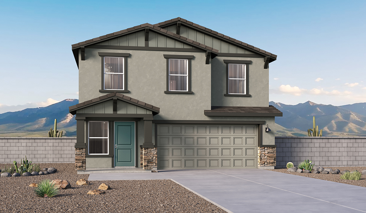 Introducing The Kleindale, a brand new stunning two-story home within the master-planned community of The Oasis at Rocking K by D.R. Horton in Vail, Arizona.  This spacious and beautifully designed two-story home offers 2,384 sq. ft., five bedrooms, three full bathrooms, and versatile 2-3 tandem car garage. This impressive layout is ideal for large households, multigenerational living, or anyone who simply wants room to grow, gather, and live comfortably.  A welcoming front porch leads you into the entryway, which flows into the expansive open-concept great room, dining area, and kitchen. The kitchen features stainless steel gas range, microwave, and dishwasher, and plenty of storage space. With thoughtful design and abundant natural light, the main floor truly feels like the heart of the home. One of the standout features of The Kleindale is the fifth bedroom located on the main floor with convenient access to a full bathroom, making it perfect for a guest suite or private home office.  A spacious and private second floor continues the living space with a generous loft leading to the primary bedroom, complete with an en-suite bathroom and large walk-in closet. Three additional bedrooms are also located on the second floor each offering plenty of space for family, guests, or work-from-home needs. The upstairs also includes a full bathroom and laundry room.  Our homes at Rocking K by D.R. Horton are designed with the future in mind. Each home features a light lace stucco exterior, landscaped front yards with auto drip irrigation, and large backyards that are fully fenced and ready for your personal touch. Inside, the Home is Connected® Smart Home package brings modern convenience to your fingertips with a smart thermostat, video doorbell, keyless entry, and a Wi-Fi® enabled garage door opener.  Step outside to a spacious backyard, where you can unwind and enjoy Vail’s beautiful weather year-round. Whether you’re sipping your morning coffee or hosting a weekend barbecue, this outdoor space serene surroundings of Rocking K.  With its expansive living spaces, flexible bedroom arrangements, and thoughtful deign throughout, The Kleindale offers the ultimate combination of comfort, convenience, and room to thrive. Living in Rocking K offers a variety of amenities, including playgrounds with jungle gyms, parks, ramadas, and walking and biking trails that encourage a healthy and active lifestyles.
