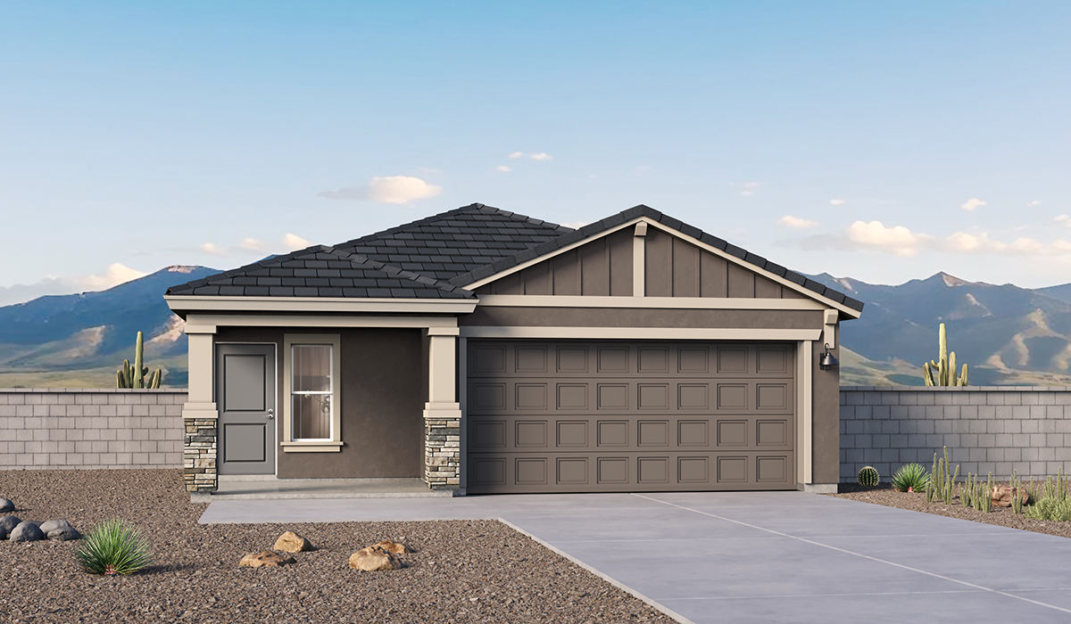 Welcome to The Caroline, a new floor plan available at The Oasis at Rocking K by D.R. Horton in Vail, Arizona. This single-story new home is 1,536 square feet and is thoughtfully planned out throughout the living spaces. The Caroline offers three bedrooms and two bathrooms, making it ideal for families who value both space and convenience.  As you enter through the inviting covered porch, you’re greeted by a bright and airy entryway that flows into the heart of the home. The expansive great room, dining area, and kitchen are thoughtfully connected, creating an ideal space for entertaining or enjoying time with family.  The Caroline’s layout includes a generously sized primary bedroom, carefully positioned for privacy at the rear of the home. This spacious room features a large walk-in closet and an en-suite bathroom. The additional two bedrooms are well-sized and located in separate areas of the home with easy access to the main full bathroom.  The Caroline is designed with energy efficiency in mind and features a tankless water heater, energy-efficient LED lighting, and high-performance insulation, helping to lower utility costs. Additionally, this home is equipped with D.R. Horton’s Home is Connected Smart Home package, which includes a smart thermostat, video doorbell, keyless entry, and Wi-Fi® enabled garage door opener.  Step outside to a spacious backyard, where you can unwind and enjoy Vail’s beautiful weather year-round. Whether you’re sipping your morning coffee or hosting a weekend barbecue, this outdoor space serene surroundings of Rocking K.  Living in Rocking K offers a variety of amenities, including playgrounds with jungle gyms, parks, ramadas, and walking and biking trails that encourage a healthy and active lifestyles.