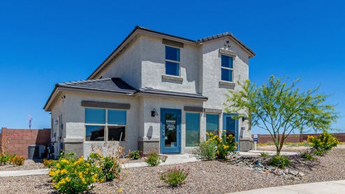Discover the new homes at Hanson Ridge, a peaceful D.R. Horton community located in the scenic town of Vail, Arizona. Tucked away from the hustle and bustle of city life, Hanson Ridge offers a serene lifestyle with incredible desert landscapes and mountain views, while still providing easy access to I-10, making commutes to Tucson and surrounding areas convenient. Whether you’re seeking tranquility or proximity to modern conveniences, Hanson Ridge delivers the best of both worlds. This thoughtfully planned community features a variety of spacious one- and two-story homes, ranging from 1,300 to 2,500 square feet, designed to accommodate diverse lifestyles. Each home at Hanson Ridge is equipped with high-quality features, including granite countertops in the kitchens and bathrooms, 42" shaker-style cabinets, and beautiful 18"x18" tile flooring. The homes also feature covered front porches and back patios, providing the perfect spaces to enjoy Arizona’s beautiful weather. The community is designed with spacious lots, and generous pool-ready backyards, giving you the flexibility to customize your own outdoor oasis. Hanson Ridge is built with energy efficiency in mind, meeting the DOE Zero Energy Ready Home standards. These high-performance homes are so energy-efficient that a renewable energy system could offset most or all of the home's annual energy use. With advanced features such as a tankless water heater, energy-efficient LED lighting, a smart thermostat and more, these homes offer both comfort and sustainability. Additionally, the Home is Connected® Smart Home package built into every home includes a video doorbell, keyless entry, Deako smart switches a Wi-Fi-enabled garage door opener and more, ensuring that modern convenience is at your fingertips whether you're at home or away. Residents of Hanson Ridge enjoy a strong sense of community, with parks, walking paths, and playgrounds sprinkled throughout the neighborhood, fostering connections among families and neighbors. The Vail Unified School District, renowned for its exceptional educational standards, serves this community, with Acacia Elementary School, Old Vail Middle School, and Cienega High School all located nearby. The location of Hanson Ridge provides residents with easy access to a variety of outdoor and recreational activities. Explore the nearby Rincon Mountains, hike through Saguaro National Park, or visit Colossal Cave Mountain Park and Cienega Creek Natural Preserve. For those who enjoy golfing, Del Lago Golf Course is just minutes away. The community’s proximity to major employers such as Raytheon, UA Tech Park, Davis-Monthan Air Force Base, and the Target Distribution Center makes it an ideal choice for working professionals. In addition to its natural beauty and recreational offerings, Hanson Ridge is just a short drive from the town center, where you’ll find shopping, dining, and entertainment options. Visit the Pima County Fairgrounds, enjoy a movie at Galaxy Theatres, or explore the historic Cienega Bridge landmark. For a weekend getaway, Sonoita’s Wine Country is just 30 minutes away, offering cooler climates, picturesque vineyards, and outdoor adventures. Hanson Ridge offers a unique blend of peaceful, rural living with the convenience of nearby urban amenities. Experience the charm and comfort of Hanson Ridge, where your new home awaits.