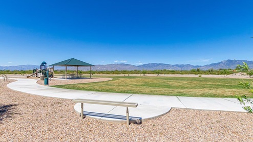 Discover the new homes at Hanson Ridge, a peaceful D.R. Horton community located in the scenic town of Vail, Arizona. Tucked away from the hustle and bustle of city life, Hanson Ridge offers a serene lifestyle with incredible desert landscapes and mountain views, while still providing easy access to I-10, making commutes to Tucson and surrounding areas convenient. Whether you’re seeking tranquility or proximity to modern conveniences, Hanson Ridge delivers the best of both worlds. This thoughtfully planned community features a variety of spacious one- and two-story homes, ranging from 1,300 to 2,500 square feet, designed to accommodate diverse lifestyles. Each home at Hanson Ridge is equipped with high-quality features, including granite countertops in the kitchens and bathrooms, 42" shaker-style cabinets, and beautiful 18"x18" tile flooring. The homes also feature covered front porches and back patios, providing the perfect spaces to enjoy Arizona’s beautiful weather. The community is designed with spacious lots, and generous pool-ready backyards, giving you the flexibility to customize your own outdoor oasis. Hanson Ridge is built with energy efficiency in mind, meeting the DOE Zero Energy Ready Home standards. These high-performance homes are so energy-efficient that a renewable energy system could offset most or all of the home's annual energy use. With advanced features such as a tankless water heater, energy-efficient LED lighting, a smart thermostat and more, these homes offer both comfort and sustainability. Additionally, the Home is Connected® Smart Home package built into every home includes a video doorbell, keyless entry, Deako smart switches a Wi-Fi-enabled garage door opener and more, ensuring that modern convenience is at your fingertips whether you're at home or away. Residents of Hanson Ridge enjoy a strong sense of community, with parks, walking paths, and playgrounds sprinkled throughout the neighborhood, fostering connections among families and neighbors. The Vail Unified School District, renowned for its exceptional educational standards, serves this community, with Acacia Elementary School, Old Vail Middle School, and Cienega High School all located nearby. The location of Hanson Ridge provides residents with easy access to a variety of outdoor and recreational activities. Explore the nearby Rincon Mountains, hike through Saguaro National Park, or visit Colossal Cave Mountain Park and Cienega Creek Natural Preserve. For those who enjoy golfing, Del Lago Golf Course is just minutes away. The community’s proximity to major employers such as Raytheon, UA Tech Park, Davis-Monthan Air Force Base, and the Target Distribution Center makes it an ideal choice for working professionals. In addition to its natural beauty and recreational offerings, Hanson Ridge is just a short drive from the town center, where you’ll find shopping, dining, and entertainment options. Visit the Pima County Fairgrounds, enjoy a movie at Galaxy Theatres, or explore the historic Cienega Bridge landmark. For a weekend getaway, Sonoita’s Wine Country is just 30 minutes away, offering cooler climates, picturesque vineyards, and outdoor adventures. Hanson Ridge offers a unique blend of peaceful, rural living with the convenience of nearby urban amenities. Experience the charm and comfort of Hanson Ridge, where your new home awaits.