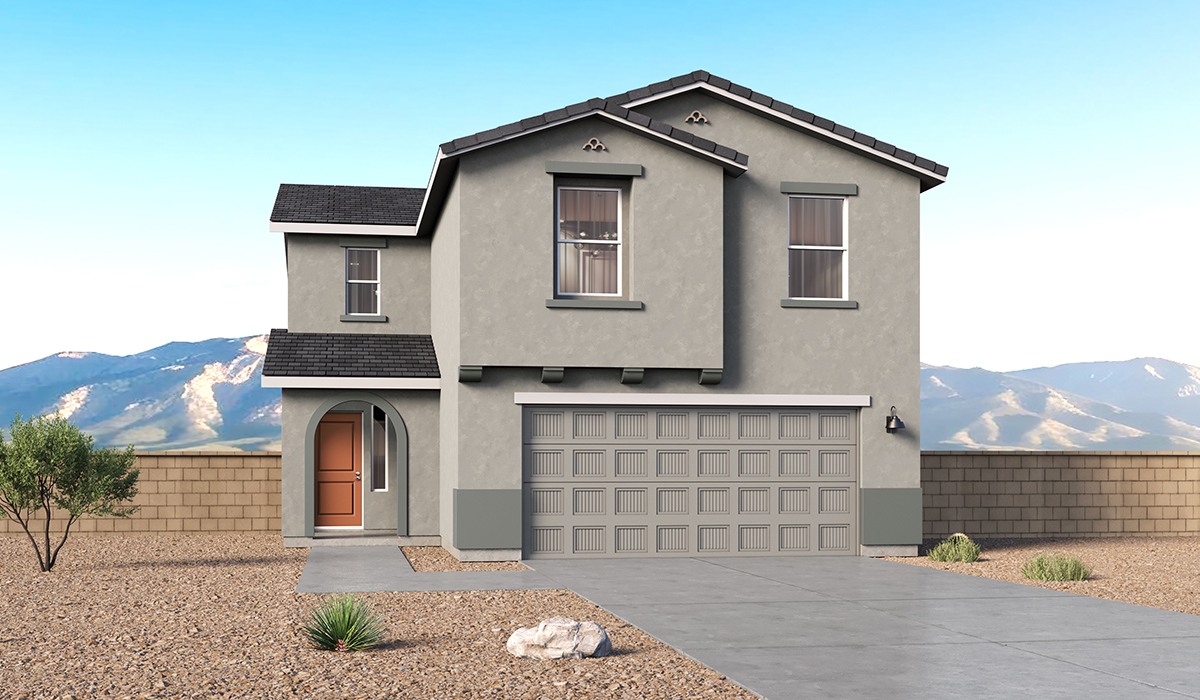 Discover the Gila at Hanson Ridge in Vail, AZ. A versatile two-story floor plan offering 2,057 sq. ft. of comfortable and modern living space.  Thoughtfully crafted for households of all sizes, the Gila features four bedrooms, a spacious loft, and three full bathrooms, ensuring every family member has their own space to unwind and recharge.  A standout highlight of this home is the guest-style suite on the main floor, offering convenient access to a full bathroom. Perfect for visitors, multi-generational living, or private home office, this main-level bedroom offers exceptional flexibility.  The main floor creates an inviting flow, with a generous great room that connects seamlessly to the dining area and kitchen. The kitchen features Shaker-style cabinetry and ample storage space. Upstairs, the Gila continues to impress with thoughtful design and family-friendly layout. The well-appointed primary bedroom includes a private en-suite bathroom and large walk-in closet. Bedrooms 2 and 3, along with the loft, share a full bathroom conveniently located for easy access. An additional standout feature is Bedroom 2, which includes a large walk-in closet, a perfect setup for teens, young adults, or anyone who appreciates extra storage and personal space. The second floor also features a large laundry room, conveniently located near the bedrooms.  With three full bathrooms, smartly arranged bedrooms, and spaces crafted for comfort and flexibility, the Gila is designed to meet the needs of today’s busy and evolving lifestyles.  The Gila is designed with energy efficiency in mind and features a tankless water heater, energy-efficient LED lighting, and high-performance insulation, helping to lower utility costs. Additionally, this home is equipped with D.R. Horton’s Home is Connected Smart Home package, which includes a smart thermostat, video doorbell, keyless entry, and Wi-Fi® enabled garage door opener.  Step outside to a spacious backyard, where you can unwind and enjoy Vail’s beautiful weather year-round. Living at Hanson Ridge means more than just having a beautiful home. The community offers a peaceful lifestyle with incredible desert landscapes, mountain views, and easy access to I-10 for convenient commutes to Tucson and surrounding areas.  *Images shown are for reference only. They depict The Gila model home and may not represent the actual home.