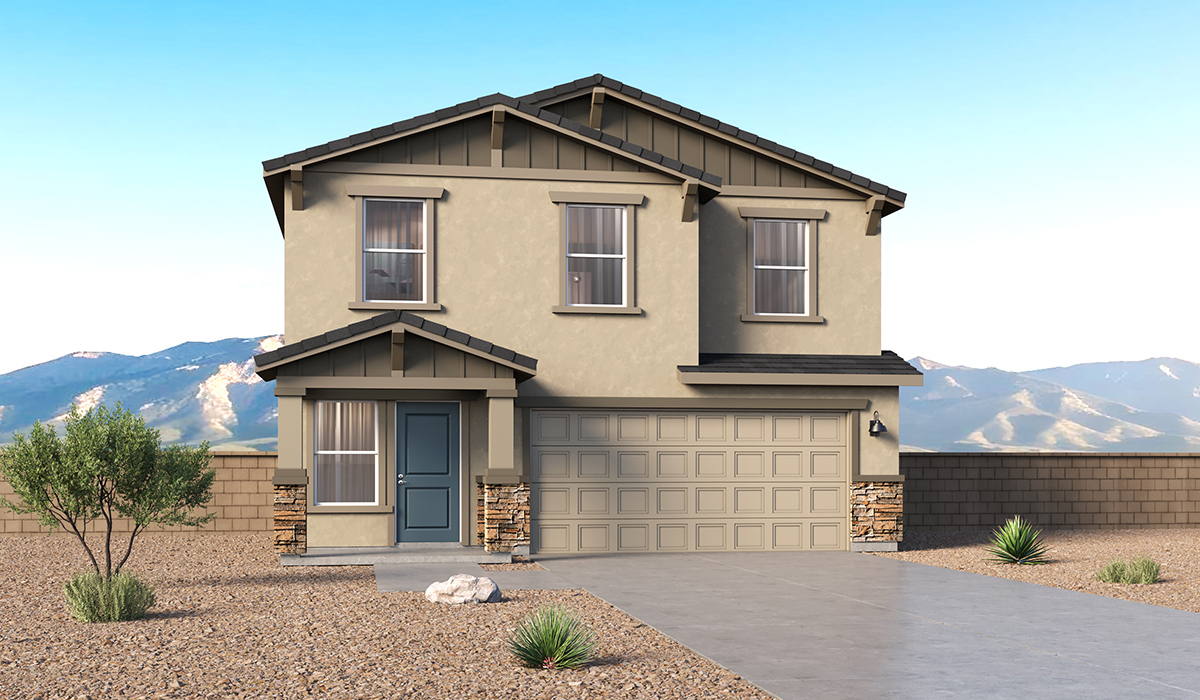 Introducing The Kleindale at Hanson Ridge, a stunning two-story home offering 2,406 sq. ft of well-appointed living space.  The Kleindale features five bedrooms, three full bathrooms, and versatile 2-3 tandem car garage. This impressive layout is ideal for large households, multigenerational living, or anyone who simply wants room to grow, gather, and live comfortably.  As you enter the welcoming front porch into the entryway of the home that seamlessly extends into the expansive open-concept great room, dining area, and kitchen. The kitchen features Shaker-style cabinetry and plenty of storage space. With thoughtful design and abundant natural light, the main floor truly feels like the heart of the home.  One of the standout features of The Kleindale is the fifth bedroom located on the main floor, offering excellent flexibility. With convenient access to a full bathroom, it’s perfect as a guest-style suite, a comfortable space for extended family, or private home office.  A spacious and private second floor continues the living space with a generous loft leading to the primary bedroom, complete with an en-suite bathroom and large walk-in closet. Three additional bedrooms are also located on the second floor each offering plenty of space for family, guests, or work-from-home needs. The upstairs also includes a full bathroom and laundry room.  The Kleindale is designed with energy efficiency in mind and features a tankless water heater, energy-efficient LED lighting, and high-performance insulation, helping to lower utility costs. Additionally, this home is equipped with D.R. Horton’s Home is Connected Smart Home package, which includes a smart thermostat, video doorbell, keyless entry, and Wi-Fi® enabled garage door opener.  Step outside to a spacious backyard, where you can unwind and enjoy Vails’s beautiful weather year-round. Living at Hanson Ridge means more than just having a beautiful home. The community offers a peaceful lifestyle with incredible desert landscapes, mountain views, and easy access to I-10 for convenient commutes to Tucson and surrounding areas.  With its expansive living spaces, flexible bedroom arrangements, and thoughtful deign throughout, The Kleindale offers the ultimate combination of comfort, convenience, and room to thrive.  *Images shown are for reference only. They depict The Kleindale spec home and may not represent the actual home.