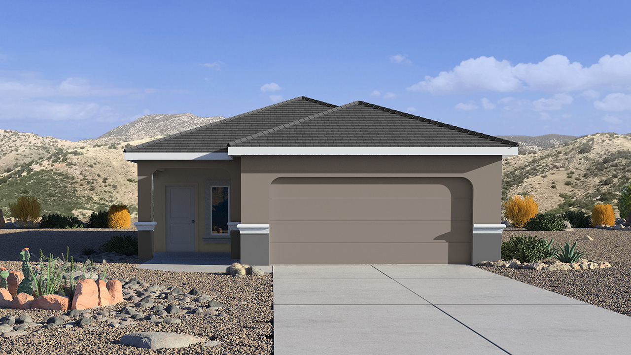 Welcome to The Amber at Hanson Ridge in Vail, Arizona – a beautifully crafted 1,331 sq. ft. single-story new home that offers modern living in a peaceful desert setting.  As you step through the inviting front porch, the thoughtfully designed entryway leads you into an open-concept living space that seamlessly connects the great room, dining area, and kitchen. This layout is ideal for both relaxing with family and entertaining guests. The kitchen, equipped with granite countertops, modern appliances, and a convenient pantry, is designed to meet your culinary needs while maintaining a stylish appeal.  The master suite, located at the rear of the home, offers a private retreat. The spacious bedroom is complemented by a large walk-in closet and an en-suite bathroom featuring dual vanities and a walk-in shower. This suite provides a serene space to unwind after a day of exploring the nearby Rincon Mountains or hiking through Saguaro National Park.  Two additional bedrooms are thoughtfully positioned to offer comfort and privacy, sharing a well-appointed full bathroom. The home also includes a utility room and direct access to a two-car garage, ensuring daily tasks are convenient and efficient.  Step outside to the covered patio, where you can enjoy Arizona’s beautiful weather and the incredible desert landscapes that Hanson Ridge has to offer. Whether you're enjoying a quiet morning coffee or hosting an evening gathering, this outdoor space is the perfect extension of your living area.  Living at Hanson Ridge means more than just having a beautiful home. The community offers a serene lifestyle with incredible mountain views and easy access to I-10 for convenient commutes to Tucson and surrounding areas. Hanson Ridge is designed with energy efficiency in mind, meeting DOE Zero Energy Ready Home standards to provide both comfort and sustainability.   Explore the charm and comfort of Hanson Ridge, where your new home awaits.