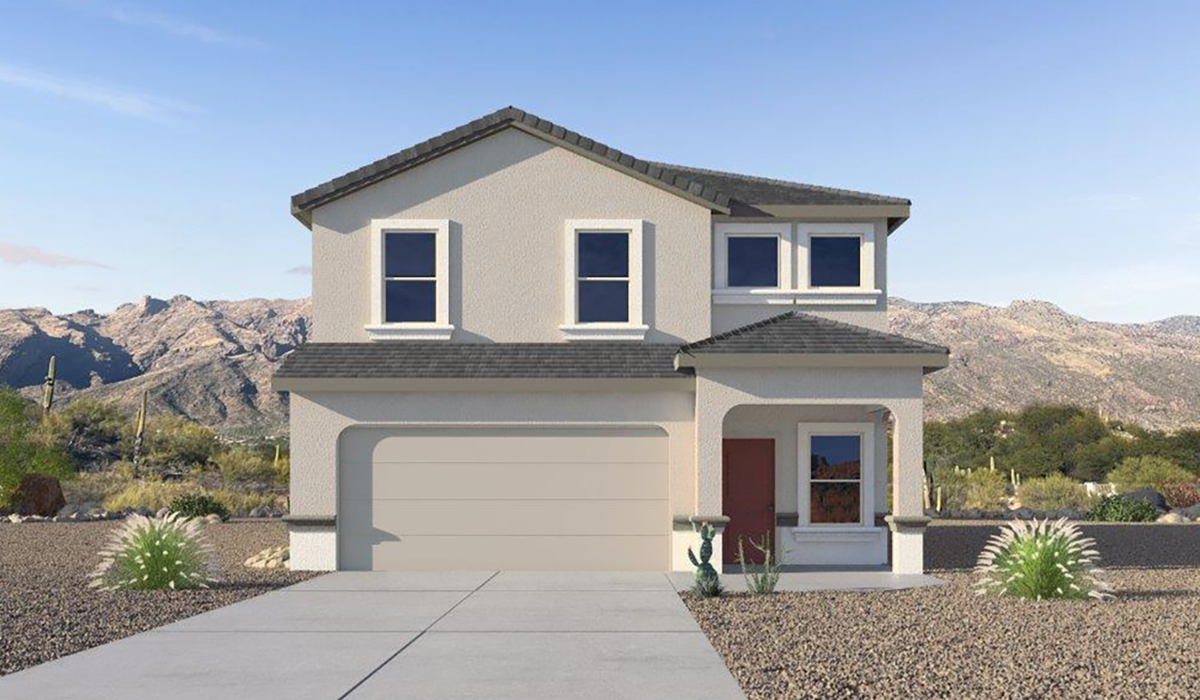 Welcome to The Madison at Hanson Ridge in Vail, Arizona – a beautifully designed 2,522 sq. ft. two-story floor plan designed for families seeking both luxury and functionality.  As you step through the inviting front porch, you're greeted by a thoughtfully designed entryway that leads into the heart of the home. The main level features a spacious great room that flows effortlessly into the dining area and the kitchen, making it an ideal space for entertaining and family gatherings. The kitchen is equipped with elegant quartz countertops, a large central island with a breakfast bar, modern appliances, and a pantry that provides ample storage, ensuring that the kitchen is as functional as it is stylish.  The main floor also includes a bedroom with easy access to a full bathroom, making it a perfect guest suite or a private home office. The convenient bathroom and direct access to the two-car garage enhance the home’s functionality, while the nearby utility room adds a layer of practicality to daily living.  Heading upstairs, you’ll find the family’s private quarters. The primary suite is a true retreat, featuring a generously sized bedroom, a large walk-in closet, and an en-suite bathroom. The upper level also includes three additional bedrooms, a full bathroom, and a versatile loft area that can be tailored to fit your lifestyle, whether as a playroom, home office, or additional living space.  Back downstairs, step outside from the great room to the covered patio, where you can enjoy Tucson’s stunning weather year-round. Whether you’re hosting an outdoor gathering or simply relaxing after a long day, this space extends your living area and enhances the home’s inviting ambiance.  Designed with energy efficiency in mind, The Madison at Hanson Ridge is a DOE Zero Energy Ready Home, ensuring sustainability, comfort, and long-term savings.  *Images shown are for reference only. They depict The Madison spec home and may not represent the actual home.