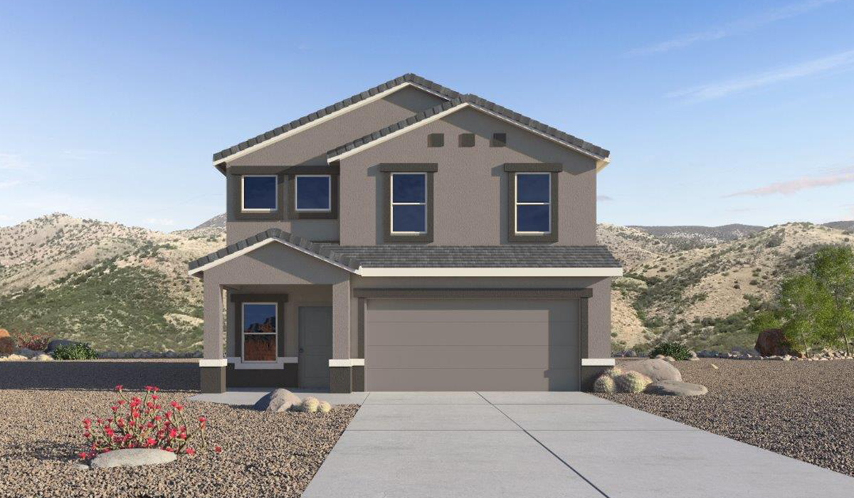 Welcome to The Madison at Hanson Ridge in Vail, Arizona – a beautifully designed 2,522 sq. ft. two-story floor plan designed for families seeking both luxury and functionality.  As you step through the inviting front porch, you're greeted by a thoughtfully designed entryway that leads into the heart of the home. The main level features a spacious great room that flows effortlessly into the dining area and the kitchen, making it an ideal space for entertaining and family gatherings. The kitchen is equipped with elegant quartz countertops, a large central island with a breakfast bar, modern appliances, and a pantry that provides ample storage, ensuring that the kitchen is as functional as it is stylish.  The main floor also includes a bedroom with easy access to a full bathroom, making it a perfect guest suite or a private home office. The convenient bathroom and direct access to the two-car garage enhance the home’s functionality, while the nearby utility room adds a layer of practicality to daily living.  Heading upstairs, you’ll find the family’s private quarters. The primary suite is a true retreat, featuring a generously sized bedroom, a large walk-in closet, and an en-suite bathroom. The upper level also includes three additional bedrooms, a full bathroom, and a versatile loft area that can be tailored to fit your lifestyle, whether as a playroom, home office, or additional living space.  Back downstairs, step outside from the great room to the covered patio, where you can enjoy Tucson’s stunning weather year-round. Whether you’re hosting an outdoor gathering or simply relaxing after a long day, this space extends your living area and enhances the home’s inviting ambiance.  Designed with energy efficiency in mind, The Madison at Hanson Ridge is a DOE Zero Energy Ready Home, ensuring sustainability, comfort, and long-term savings.