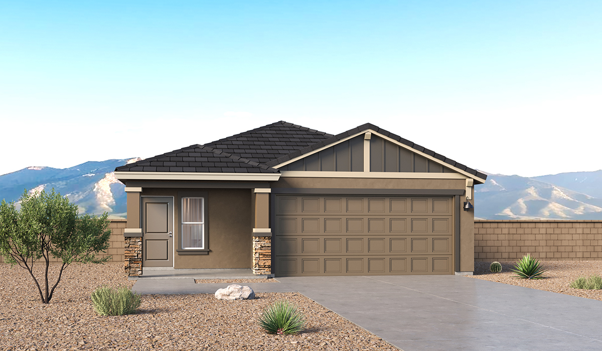 Welcome to The Carolina, a new floor plan available at Hanson Ridge by D.R. Horton in Vail, Arizona. This single-story new home is 1,608 square feet and is thoughtfully planned out throughout the living spaces. The Carolina offers three bedrooms and two bathrooms, making it ideal for families who value both space and convenience.  As you enter through the inviting covered porch, you’re greeted by a bright and airy entryway that flows into the heart of the home. The expansive great room, dining area, and kitchen are thoughtfully connected, creating an ideal space for entertaining or enjoying time with family.  The Carolina floor plan offers a generously sized primary bedroom, carefully positioned for privacy at the rear of the home. This spacious room features a large walk-in closet and an en-suite bathroom. The additional two bedrooms are well-sized and located in separate areas of the home with easy access to the main full bathroom.  The Carolina is designed with energy efficiency in mind and features a tankless water heater, energy-efficient LED lighting, and high-performance insulation, helping to lower utility costs. Additionally, this home is equipped with D.R. Horton’s Home is Connected Smart Home package, which includes a smart thermostat, video doorbell, keyless entry, and Wi-Fi® enabled garage door opener!  Step outside to a spacious backyard, where you can unwind and enjoy Vails’s beautiful weather year-round. Living at Hanson Ridge means more than just having a beautiful home. The community offers a peaceful lifestyle with incredible desert landscapes, mountain views, and easy access to I-10 for convenient commutes to Tucson and surrounding areas.  *Images shown are for reference only. They depict The Carolina spec home and may not represent the actual home.