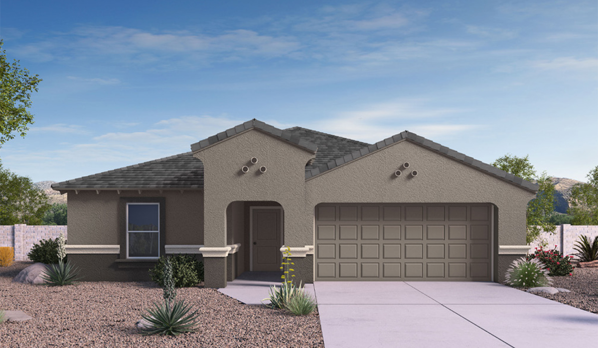 Step into The Kingston at Hanson Ridge in Vail Arizona – a perfect blend of comfort, modern living, and energy efficiency. This thoughtfully crafted single-story home spans 2,053 square feet and has four bedrooms and two bathrooms. This newly designed model offers harmony of comfort and desert elegance.  The open-concept design features a spacious great room that effortlessly connects with the kitchen and dining area, creating an inviting central hub for everyday living and entertaining. The kitchen is equipped with contemporary appliances and a pantry, offering ample storage and convenience for meal preparation and large center island. The primary bedroom, located at the rear of the home, provides a peaceful retreat with a private ensuite bathroom and a generous walk-in closet. The additional three bedrooms are positioned at the front of the house, offering versatility for use as guest rooms, a home office, or children’s bedrooms. Step outside to the covered patio, a perfect spot to enjoy the beautiful Arizona weather, whether for morning coffee or evening relaxation.  Built with energy efficiency as a priority, The Kingston includes smart home technology, which not only simplifies daily living but also helps reduce utility costs. A two-car garage provides ample parking and additional storage space, enhancing the home’s functionality. The Kingston at Hanson Ridge meets DOE Zero Energy Ready Home standards, ensuring sustainability and long-term savings.  Living at Hanson Ridge means more than just having a beautiful home. The community offers a peaceful lifestyle with incredible desert landscapes, mountain views, and easy access to I-10 for convenient commutes to Tucson and surrounding areas. Experience the charm and comfort of The Kingston at Hanson Ridge, where modern convenience meets the beauty of Arizona’s desert landscape.