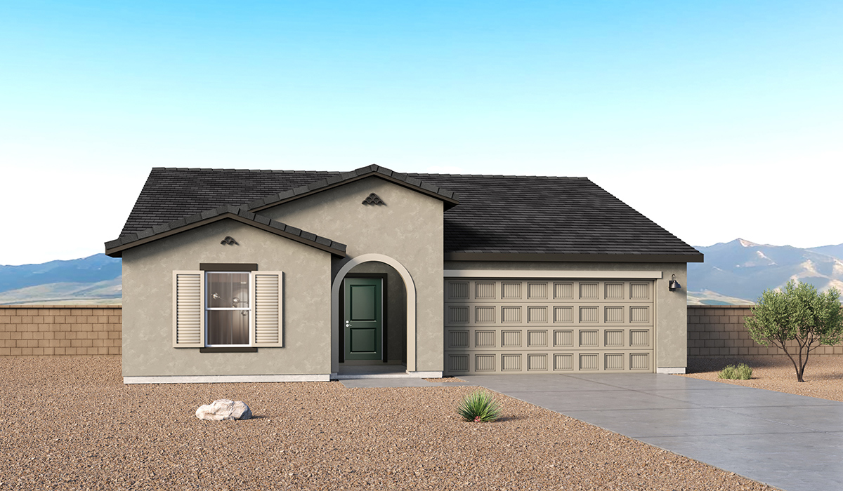 Introducing the Jasper at Hanson Ridge by D.R. Horton located in highly desirable Vail, AZ. Offering 1,576 square feet of intelligently designed living space, this inviting floor plan features three bedrooms, two full bathrooms, and a two-car garage, perfect for households seeking comfort, efficiency, and purposeful design.  Upon entry, a welcoming foyer opens into an open-concept layout that seamlessly connects the great room, dining area, and kitchen, creating an airy and versatile space ideal for both daily living and entertaining. The kitchen anchors the home with modern Shaker-style cabinetry and ample storage, blending style with convenience.  The Jasper showcases a well-planned split-bedroom layout designed for privacy and ease. Two secondary bedrooms are positioned near the front of the home with a conveniently located full bathroom in between ideal for family and guests. Tucked away at the rear of the home, the spacious primary suite serves as a relaxing retreat, complete with an en-suite bathroom and a generous walk-in closet.  The Jasper is designed with energy efficiency in mind and features a tankless water heater, energy-efficient LED lighting, and high-performance insulation, helping to lower utility costs. Additionally, this home is equipped with D.R. Horton’s Home is Connected Smart Home package, which includes a smart thermostat, video doorbell, keyless entry, and Wi-Fi® enabled garage door opener.  Step outside to a spacious backyard, where you can unwind and enjoy Vail’s beautiful weather year-round. Living at Hanson Ridge means more than just having a beautiful home. The community offers a peaceful lifestyle with incredible desert landscapes, mountain views, and easy access to I-10 for convenient commutes to Tucson and surrounding areas.  With its efficient footprint, thoughtful layout, and comfortable living spaces, The Jasper delivers the perfect blend of livability, convenience, and modern design.