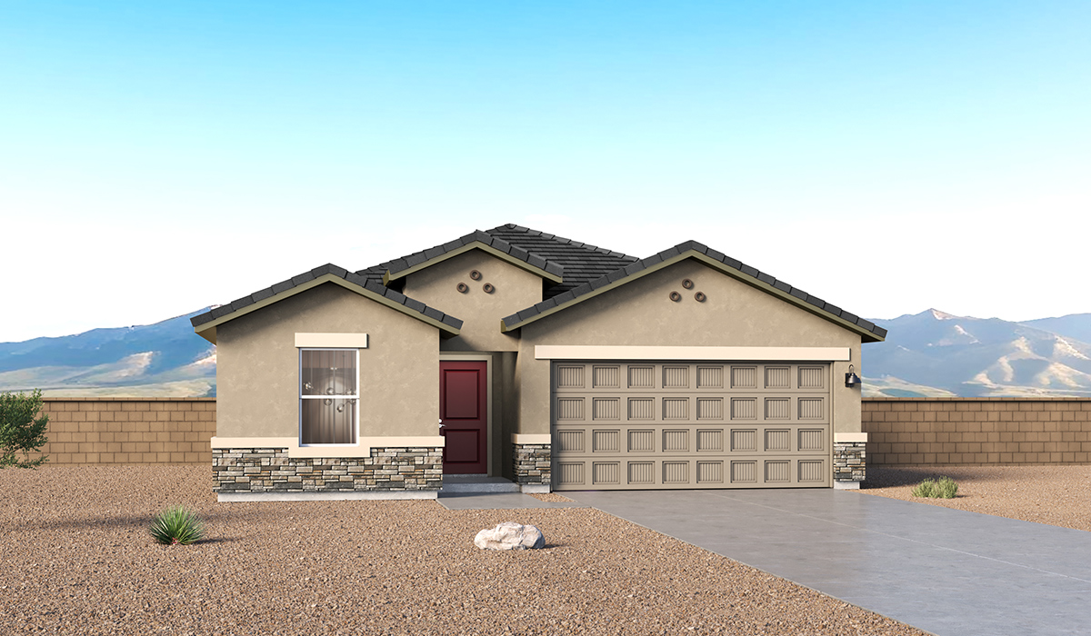 Introducing The Gaven at Hanson Ridge by D.R. Horton, a stunning single-story home located in Vail, Arizona.  Offering 1,945 square feet of thoughtfully planned living space, this inviting home features four bedrooms, two full bathrooms and a two-car garage, perfect for households seeking comfort, functionality, and room to grow.  From the moment you enter, the welcoming entryway opens into an expansive open-concept layout that seamlessly connects the great room, dining area, and kitchen, creating a space ideal for everyday living and effortless entertaining. The kitchen is a true centerpiece with Shaker-style cabinetry and ample storage. Abundant natural light enhances the home’s warm and welcoming atmosphere throughout.  The Gaven offers a thoughtfully arranged split-bedroom design, with three secondary bedrooms located near the front of the home, providing flexibility for guests, home offices, or hobbies. Tucked away for privacy, the spacious primary suite serves as a peaceful retreat and features an en-suite bathroom and a generous walk-in closet.  Our homes at Hanson Ridge are designed with the future in mind. Each home features a light lace stucco exterior, landscaped front yards with auto drip irrigation, and large backyards that are fully fenced and ready for your personal touch. Inside, the Home is Connected® Smart Home package brings modern convenience to your fingertips with a smart thermostat, video doorbell, keyless entry, and a Wi-Fi® enabled garage door opener.  Step outside to a spacious backyard, where you can unwind and enjoy Vail’s beautiful weather year-round. Living at Hanson Ridge means more than just having a beautiful home. The community offers a peaceful lifestyle with incredible desert landscapes, mountain views, and easy access to I-10 for convenient commutes to Tucson and surrounding areas.  With its spacious living areas, flexible bedroom layout, and thoughtful design throughout, The Gaven offers the perfect blend of comfort, convenience, and livability.  *Images shown are for reference only. They depict The Gaven model home and may not represent the actual home.