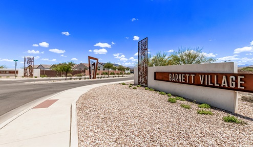 Welcome to Barnett Village, a vibrant new home community nestled in the growing town of Marana, Arizona, just northwest of Tucson. Located off Tangerine Road, this community offers a serene desert lifestyle with modern conveniences. Choose from a variety of thoughtfully designed single-family homes that feature up to five bedrooms, spacious open-concept living areas, and energy-efficient features, including DOE Zero Energy Ready Home certification, ensuring both sustainability and savings. Barnett Village stands out with its range of family-friendly amenities, including a playground, a half basketball court, ramadas, BBQ areas, and extensive walking trails. Enjoy the lush green spaces and gather with friends and family in beautifully landscaped parks. The community is just a short drive from major outdoor attractions such as Catalina State Park, Picacho Peak State Park, and Saguaro National Park, offering endless opportunities for hiking, cycling, and wildlife viewing. Residents of Barnett Village benefit from its proximity to excellent schools in the Marana Unified School District and easy access to shopping, dining, and recreation. The upcoming community pool in Marana, along with nearby attractions like the Marana Pumpkin Patch, Tucson Premium Outlets, and Heritage River Park, further enhance the lifestyle offered here. The homes at Barnett Village are designed with comfort and convenience in mind, featuring granite countertops, spacious walk-in closets, dual vanities in master baths, and smart home technology. With its blend of modern amenities, scenic beauty, and convenient location, Barnett Village is the perfect place to call home. Explore Barnett Village today and discover a community where you can truly thrive.