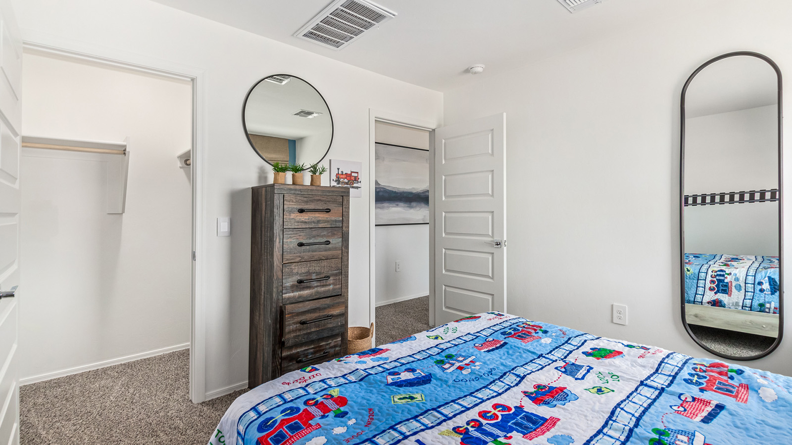 Introducing The Kate at Barnett Village in Marana, Arizona – the only two-story home in the community, offering an impressive 2,264 sq. ft. of living space designed to accommodate families of all sizes with ease and style.  As you enter through the charming front porch, you're greeted by an inviting entryway that leads directly into the heart of the home. The spacious great room opens up ahead, seamlessly connecting to the dining area and the gourmet kitchen. This open-concept space is perfect for entertaining, allowing for a natural flow from meal preparation to dining to relaxation. The kitchen features sleek granite countertops, a large island with a breakfast bar, modern appliances, and a walk-in pantry, making it both functional and stylish.  Tucked away on the main floor is a powder room, adding convenience for guests and everyday living.   Heading upstairs, you'll discover the family’s private quarters. The master suite is a true retreat, offering a generously sized bedroom, a large walk-in closet, and an en-suite bathroom complete with dual vanities and a walk-in shower. The upper level also includes three additional bedrooms, a full bathroom, and a versatile game room that can easily serve as a playroom, media room, or even a second living area.  For added convenience, the laundry room is located on the upper level, making household chores a breeze. The Kate also includes a two-car garage and energy-efficient features, ensuring long-term savings and a comfortable living environment.  Step outside from the great room to the covered patio, where you can enjoy Arizona’s stunning desert landscapes. Whether you’re hosting an outdoor gathering or simply relaxing after a long day, this space extends your living area and enhances the home’s inviting ambiance.  Designed with energy efficiency in mind, The Kate at Barnett Village is DOE Zero Energy Ready Home certified, combining sustainability with modern comfort.