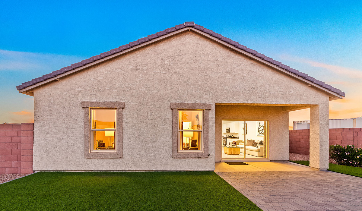 Welcome to The Harris at Barnett Village in Marana, Arizona – our beautifully designed home, offering 1,856 sq. ft. of modern living space that combines elegance with functionality.  Step through the inviting front porch and into a thoughtfully planned interior that begins with a welcoming entryway. This home features two of the four bedrooms near the entrance of the home, both sharing easy access to a full bathroom. These rooms are perfect for guests, children, or even a home office, providing comfort for various lifestyle needs.  As you continue through the spacious great room is revealed, the central hub of the home that seamlessly connects to the dining area and kitchen. The kitchen is a chef’s delight, complete with quartz countertops, large island with a breakfast bar, walk-in pantry, and state-of-the-art appliances.  Adjacent to the great room, a private hallway leads to the primary suite – a tranquil retreat within the home. The primary bedroom features a large walk-in closet and en-suite bathroom. Additionally, the suite offers direct access to a powder room, enhancing the convenience and privacy of this luxurious space.  The Harris also includes a utility room and a two-car garage adding to the home’s practical features, ensuring that daily routines are smooth and efficient.  Step outside to the covered patio, where you can unwind and take in the scenic beauty of Barnett Village. Whether you’re enjoying a quiet morning coffee or hosting a lively evening gathering, this outdoor space extends your living area and provides the perfect backdrop for Arizona’s desert landscapes.  *Images shown are for reference only. They depict The Harris sales model home and may not represent the actual home.