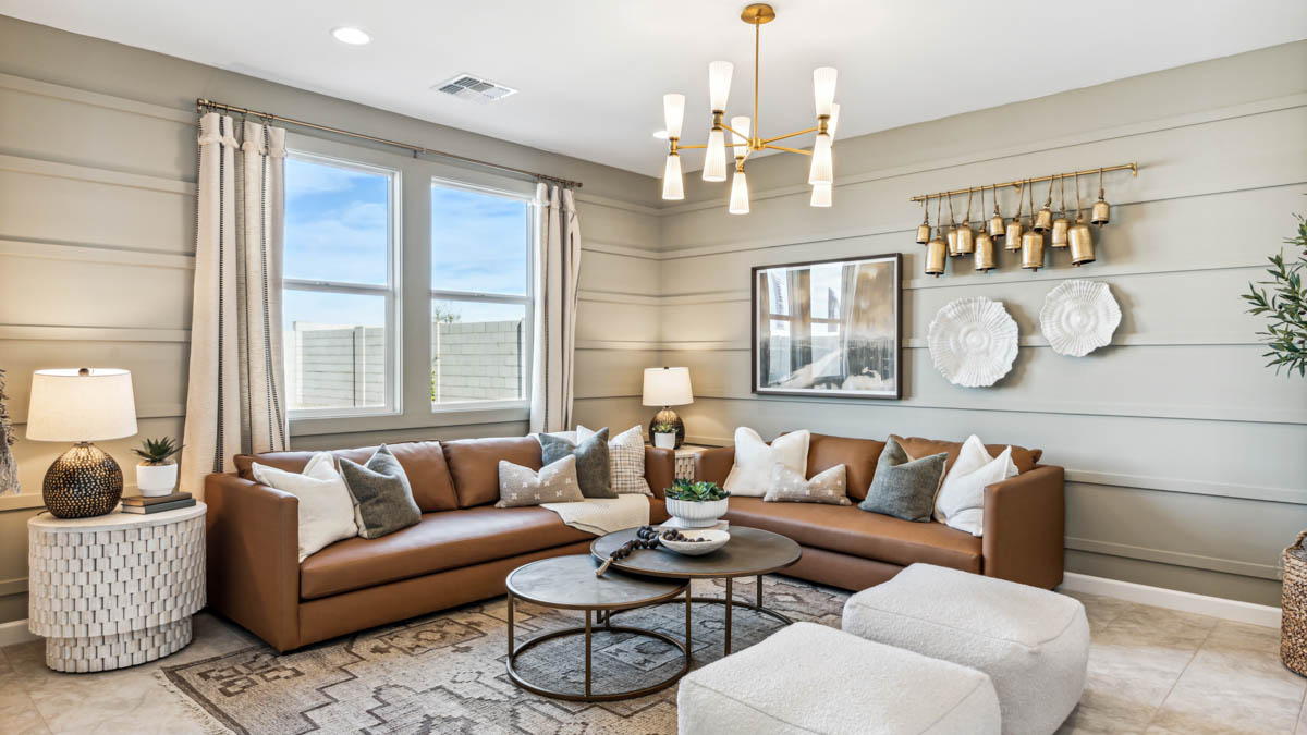 Explore The Dalton at Barnett Village in Marana, Arizona – a spacious 1,569 sq. ft. single-story new home designed to accommodate both comfort and convenience for modern living.  As you step through the front porch and into the welcoming entryway, you're immediately led into a thoughtfully designed space that maximizes every square foot. To the left, you’ll find Bedroom 4, ideal for guests or a home office, offering privacy and easy access to the main living areas.  Continuing through the home, you’ll enter the heart of The Dalton – an expansive great room that seamlessly connects to the dining area and kitchen. This open-concept space is perfect for entertaining or everyday family living, allowing for a fluid transition from cooking to dining to relaxation. The kitchen is equipped with sleek granite countertops, modern appliances, a walk-in pantry, and an island that doubles as a breakfast bar, providing ample space for meal prep and casual dining.  Adjacent to the great room, a hallway leads to three additional bedrooms, including the spacious master suite. The master bedroom offers a serene retreat with a large walk-in closet and an en-suite bathroom featuring dual vanities and a walk-in shower. The two secondary bedrooms share a well-appointed full bathroom, making it convenient for family members or guests.  The Dalton also includes a utility room that adds functionality and storage options to the home, as well as direct access to a two-car garage.  Step outside from the great room to the covered patio – a perfect spot to enjoy Arizona’s beautiful weather year-round, whether you’re sipping your morning coffee or hosting an evening barbecue.  Designed with energy efficiency in mind, The Dalton at Barnett Village is DOE Zero Energy Ready Home certified, ensuring long-term savings and a comfortable living environment.  *Images shown are for reference only. They depict the Dalton model home and may not represent the actual home.