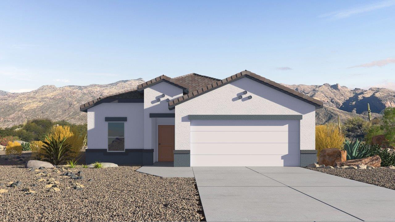 Explore The Dalton at Barnett Village in Marana, Arizona – a spacious 1,569 sq. ft. single-story new home designed to accommodate both comfort and convenience for modern living.  As you step through the front porch and into the welcoming entryway, you're immediately led into a thoughtfully designed space that maximizes every square foot. To the left, you’ll find Bedroom 4, ideal for guests or a home office, offering privacy and easy access to the main living areas.  Continuing through the home, you’ll enter the heart of The Dalton – an expansive great room that seamlessly connects to the dining area and kitchen. This open-concept space is perfect for entertaining or everyday family living, allowing for a fluid transition from cooking to dining to relaxation. The kitchen is equipped with sleek granite countertops, modern appliances, a walk-in pantry, and an island that doubles as a breakfast bar, providing ample space for meal prep and casual dining.  Adjacent to the great room, a hallway leads to three additional bedrooms, including the spacious master suite. The master bedroom offers a serene retreat with a large walk-in closet and an en-suite bathroom featuring dual vanities and a walk-in shower. The two secondary bedrooms share a well-appointed full bathroom, making it convenient for family members or guests.  The Dalton also includes a utility room that adds functionality and storage options to the home, as well as direct access to a two-car garage.  Step outside from the great room to the covered patio – a perfect spot to enjoy Arizona’s beautiful weather year-round, whether you’re sipping your morning coffee or hosting an evening barbecue.  Designed with energy efficiency in mind, The Dalton at Barnett Village is DOE Zero Energy Ready Home certified, ensuring long-term savings and a comfortable living environment.