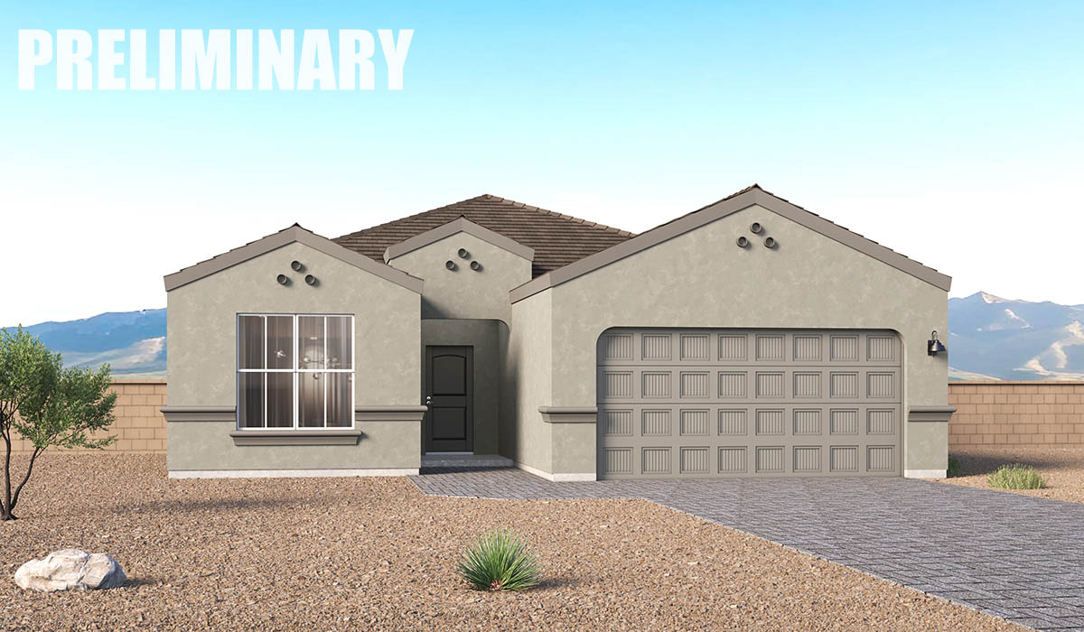 Introducing the Hampton — a thoughtfully designed new floor plan at Solterra by D.R. Horton in Green Valley. Offering 1,658 square feet of well-planned living space, the Hampton blends modern convenience with timeless style, creating a home that is both inviting and efficient.  Upon entering, you’re welcomed into an open-concept design that maximizes every square foot. The expansive great room anchors the home and flows seamlessly into the dining area and kitchen, making the space ideal for everyday living and entertaining alike. The kitchen features a spacious center island, quartz countertops, Shaker-style cabinetry, and a dedicated pantry, delivering a clean, modern aesthetic with ample storage for all your culinary essentials.  The Hampton offers two bedrooms and a versatile study, providing flexibility for guests, hobbies, or a home office. The primary suite is thoughtfully positioned at the rear of the home for added privacy and includes a walk-in closet and a well-appointed en-suite bathroom. Near the front of the home, the guest bedroom offers convenient access to a full bathroom, ensuring comfort for visitors.  Designed with both comfort and functionality in mind, the Hampton includes a utility room conveniently located near the kitchen and garage, offering easy access to the laundry area and additional storage. A covered back patio extends the living space outdoors—perfect for relaxing and enjoying Green Valley’s beautiful year-round weather.  Homes at Solterra showcase elegant interiors paired with distinctive exterior features, including Spanish lace stucco, landscaped front yards with auto drip irrigation, and fully fenced backyards. Covered front porches and back patios create inviting spaces to unwind and take in Green Valley’s breathtaking sunsets. Inside, D.R. Horton’s Home is Connected® Smart Home package enhances everyday living with a smart thermostat, video doorbell, keyless entry, and a Wi-Fi–enabled garage door opener.  Outdoor enthusiasts will appreciate the close proximity to scenic neighborhood parks, Colossal Cave Mountain Park, and an abundance of walking and biking trails that weave throughout Green Valley—making the Hampton an ideal blend of comfort, style, and outdoor living.