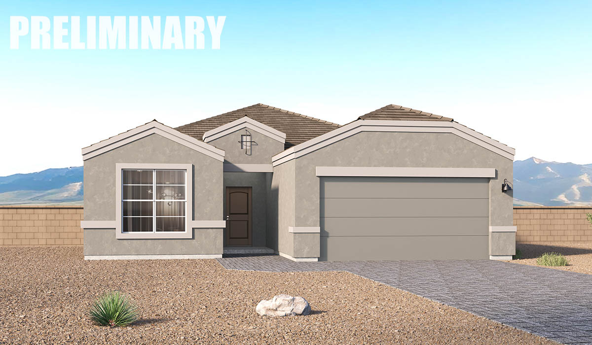 Introducing the Hampton — a thoughtfully designed new floor plan at Solterra by D.R. Horton in Green Valley. Offering 1,658 square feet of well-planned living space, the Hampton blends modern convenience with timeless style, creating a home that is both inviting and efficient.  Upon entering, you’re welcomed into an open-concept design that maximizes every square foot. The expansive great room anchors the home and flows seamlessly into the dining area and kitchen, making the space ideal for everyday living and entertaining alike. The kitchen features a spacious center island, quartz countertops, Shaker-style cabinetry, and a dedicated pantry, delivering a clean, modern aesthetic with ample storage for all your culinary essentials.  The Hampton offers two bedrooms and a versatile study, providing flexibility for guests, hobbies, or a home office. The primary suite is thoughtfully positioned at the rear of the home for added privacy and includes a walk-in closet and a well-appointed en-suite bathroom. Near the front of the home, the guest bedroom offers convenient access to a full bathroom, ensuring comfort for visitors.  Designed with both comfort and functionality in mind, the Hampton includes a utility room conveniently located near the kitchen and garage, offering easy access to the laundry area and additional storage. A covered back patio extends the living space outdoors—perfect for relaxing and enjoying Green Valley’s beautiful year-round weather.  Homes at Solterra showcase elegant interiors paired with distinctive exterior features, including Spanish lace stucco, landscaped front yards with auto drip irrigation, and fully fenced backyards. Covered front porches and back patios create inviting spaces to unwind and take in Green Valley’s breathtaking sunsets. Inside, D.R. Horton’s Home is Connected® Smart Home package enhances everyday living with a smart thermostat, video doorbell, keyless entry, and a Wi-Fi–enabled garage door opener.  Outdoor enthusiasts will appreciate the close proximity to scenic neighborhood parks, Colossal Cave Mountain Park, and an abundance of walking and biking trails that weave throughout Green Valley—making the Hampton an ideal blend of comfort, style, and outdoor living.