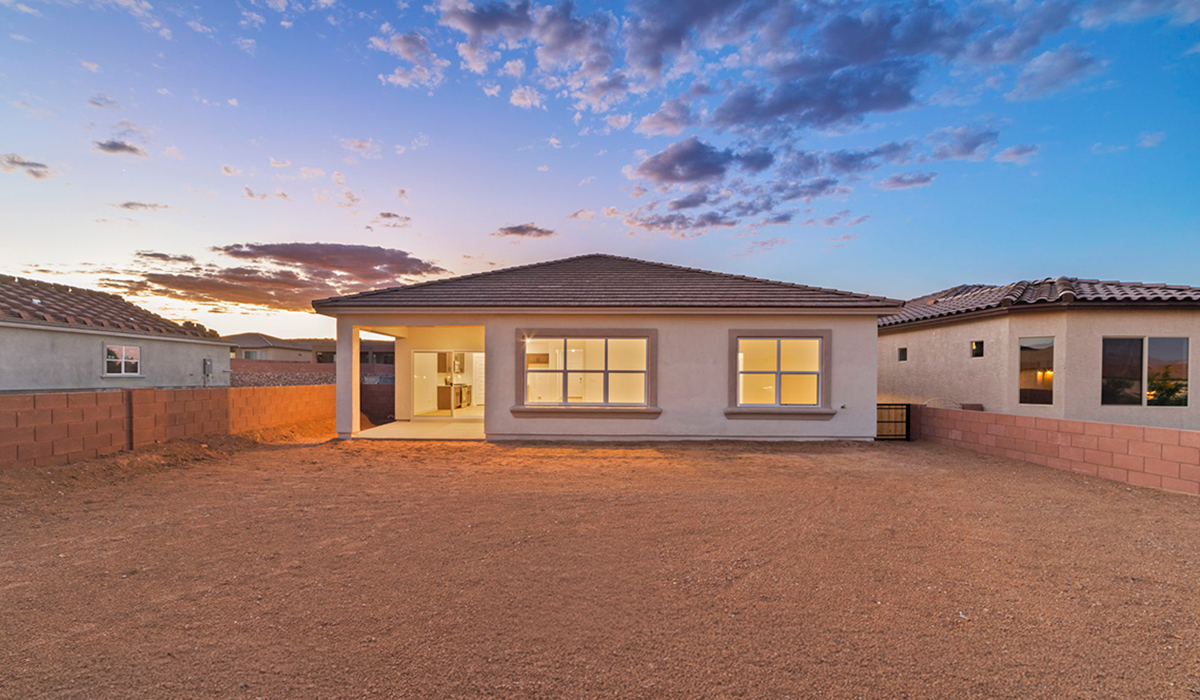 Introducing the York — a thoughtfully designed new floor plan at Solterra by D.R. Horton in Green Valley. Offering 1,863 square feet of well-planned living space, the York is ideal for those seeking a home that balances comfort, flexibility, and modern design.  Step inside through the welcoming entryway and experience an open-concept layout that maximizes every square foot. The expansive great room serves as the heart of the home, flowing seamlessly into the dining area and kitchen, perfect for both everyday living and entertaining. The kitchen features a spacious center island, quartz countertops, Shaker-style cabinetry, and a dedicated pantry, delivering a clean, modern aesthetic with ample storage for all your culinary essentials.  The York is available in two- and three-bedroom configurations, offering flexibility to meet a variety of lifestyle needs. The primary suite is thoughtfully located at the rear of the home for added privacy and includes a linen closet, walk-in closet, and a well-appointed ensuite bathroom. Near the front of the home is a powder room, guest bedroom with walk-in closet and ensuite bathroom, and study that creates a functional layout for guests, work-from-home needs, or additional living space.  Designed with both comfort and practicality in mind, the York includes a utility room conveniently located near the kitchen and garage, providing easy access to the laundry area and additional storage. A covered back patio extends the living space outdoors—ideal for relaxing and enjoying Green Valley’s beautiful year-round weather.  Homes at Solterra feature elegant, modern interiors paired with distinctive exterior details, including sand finish texture stucco, landscaped front yards with auto drip irrigation, and fully fenced backyards. Covered back patios offer inviting spaces to unwind and take in Green Valley’s breathtaking sunsets. Inside, D.R. Horton’s Home is Connected® Smart Home package enhances everyday living with a smart thermostat, video doorbell, keyless entry, and a Wi-Fi–enabled garage door opener.  Outdoor enthusiasts will appreciate the close proximity to scenic neighborhood parks, Colossal Cave Mountain Park, and an extensive network of walking and biking trails throughout Green Valley—making the York a perfect blend of comfort, style, and lifestyle-driven design.