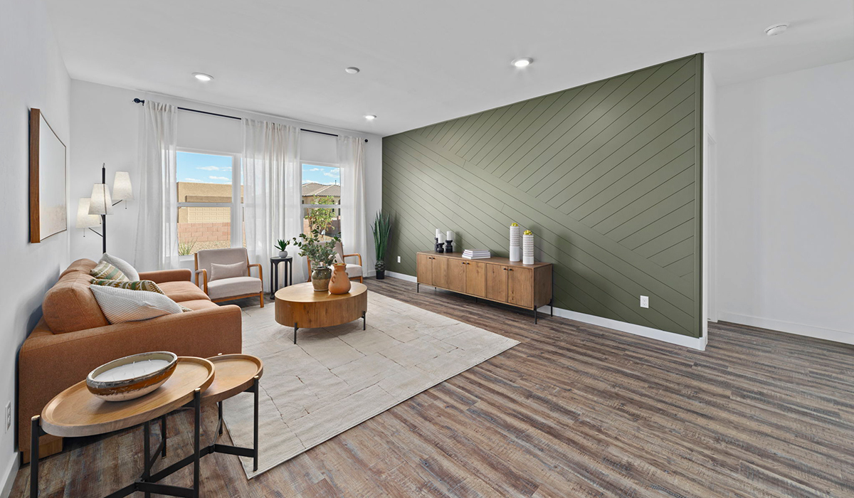 Introducing the York — a thoughtfully designed new floor plan at Solterra by D.R. Horton in Green Valley. Offering 1,863 square feet of well-planned living space, the York is ideal for those seeking a home that balances comfort, flexibility, and modern design.  Step inside through the welcoming entryway and experience an open-concept layout that maximizes every square foot. The expansive great room serves as the heart of the home, flowing seamlessly into the dining area and kitchen, perfect for both everyday living and entertaining. The kitchen features a spacious center island, quartz countertops, Shaker-style cabinetry, and a dedicated pantry, delivering a clean, modern aesthetic with ample storage for all your culinary essentials.  The York is available in two- and three-bedroom configurations, offering flexibility to meet a variety of lifestyle needs. The primary suite is thoughtfully located at the rear of the home for added privacy and includes a linen closet, walk-in closet, and a well-appointed ensuite bathroom. Near the front of the home is a powder room, guest bedroom with walk-in closet and ensuite bathroom, and study that creates a functional layout for guests, work-from-home needs, or additional living space.  Designed with both comfort and practicality in mind, the York includes a utility room conveniently located near the kitchen and garage, providing easy access to the laundry area and additional storage. A covered back patio extends the living space outdoors—ideal for relaxing and enjoying Green Valley’s beautiful year-round weather.  Homes at Solterra feature elegant, modern interiors paired with distinctive exterior details, including sand finish texture stucco, landscaped front yards with auto drip irrigation, and fully fenced backyards. Covered back patios offer inviting spaces to unwind and take in Green Valley’s breathtaking sunsets. Inside, D.R. Horton’s Home is Connected® Smart Home package enhances everyday living with a smart thermostat, video doorbell, keyless entry, and a Wi-Fi–enabled garage door opener.  Outdoor enthusiasts will appreciate the close proximity to scenic neighborhood parks, Colossal Cave Mountain Park, and an extensive network of walking and biking trails throughout Green Valley—making the York a perfect blend of comfort, style, and lifestyle-driven design.  *Images shown are for reference only. They depict the York model home and may not represent the actual home.