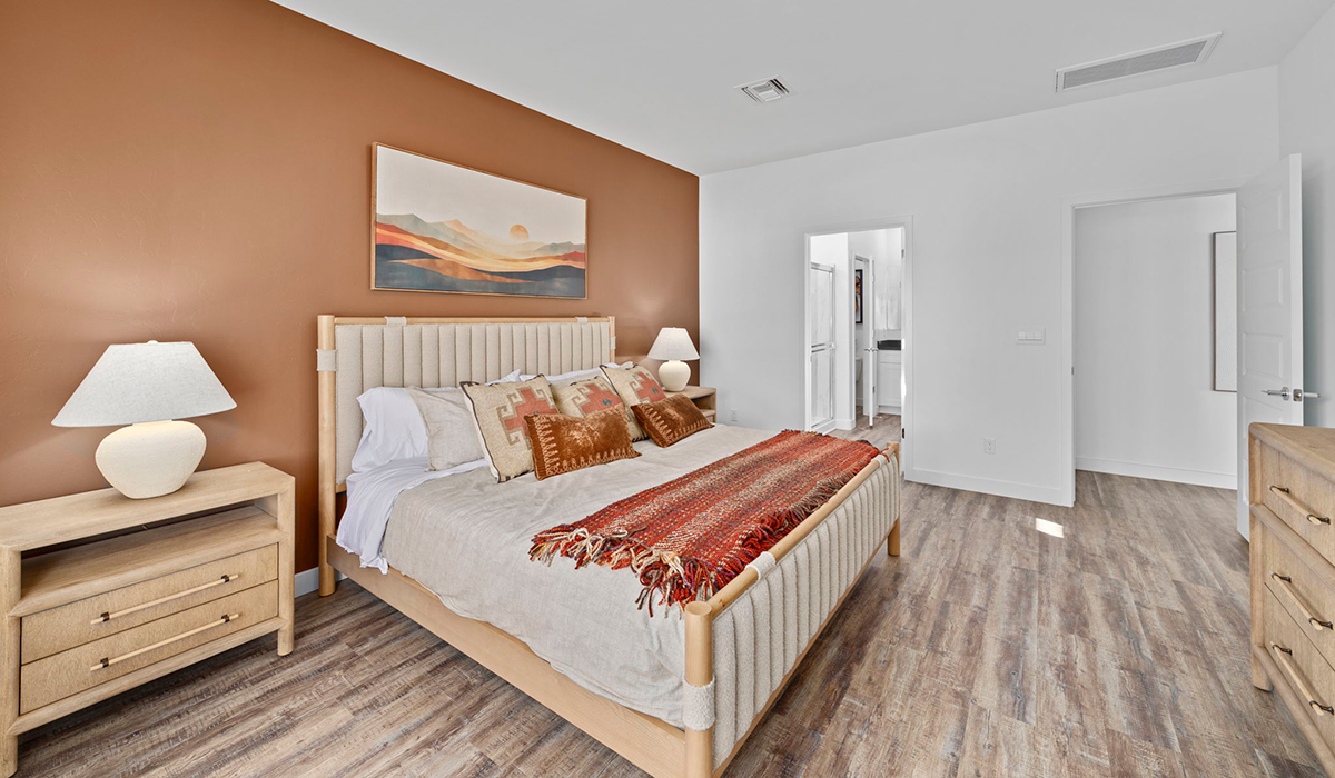 Introducing the York — a thoughtfully designed new floor plan at Solterra by D.R. Horton in Green Valley. Offering 1,863 square feet of well-planned living space, the York is ideal for those seeking a home that balances comfort, flexibility, and modern design.  Step inside through the welcoming entryway and experience an open-concept layout that maximizes every square foot. The expansive great room serves as the heart of the home, flowing seamlessly into the dining area and kitchen, perfect for both everyday living and entertaining. The kitchen features a spacious center island, quartz countertops, Shaker-style cabinetry, and a dedicated pantry, delivering a clean, modern aesthetic with ample storage for all your culinary essentials.  The York is available in two- and three-bedroom configurations, offering flexibility to meet a variety of lifestyle needs. The primary suite is thoughtfully located at the rear of the home for added privacy and includes a linen closet, walk-in closet, and a well-appointed ensuite bathroom. Near the front of the home is a powder room, guest bedroom with walk-in closet and ensuite bathroom, and study that creates a functional layout for guests, work-from-home needs, or additional living space.  Designed with both comfort and practicality in mind, the York includes a utility room conveniently located near the kitchen and garage, providing easy access to the laundry area and additional storage. A covered back patio extends the living space outdoors—ideal for relaxing and enjoying Green Valley’s beautiful year-round weather.  Homes at Solterra feature elegant, modern interiors paired with distinctive exterior details, including sand finish texture stucco, landscaped front yards with auto drip irrigation, and fully fenced backyards. Covered back patios offer inviting spaces to unwind and take in Green Valley’s breathtaking sunsets. Inside, D.R. Horton’s Home is Connected® Smart Home package enhances everyday living with a smart thermostat, video doorbell, keyless entry, and a Wi-Fi–enabled garage door opener.  Outdoor enthusiasts will appreciate the close proximity to scenic neighborhood parks, Colossal Cave Mountain Park, and an extensive network of walking and biking trails throughout Green Valley—making the York a perfect blend of comfort, style, and lifestyle-driven design.  *Images shown are for reference only. They depict the York model home and may not represent the actual home.