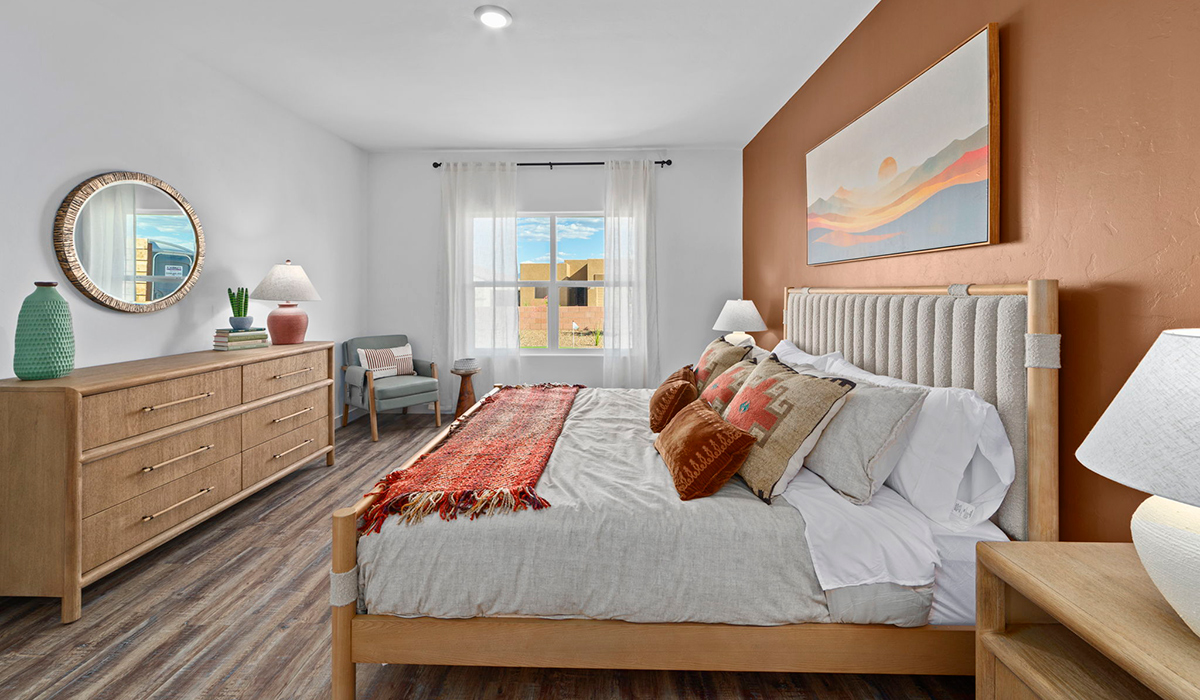 Introducing the York — a thoughtfully designed new floor plan at Solterra by D.R. Horton in Green Valley. Offering 1,863 square feet of well-planned living space, the York is ideal for those seeking a home that balances comfort, flexibility, and modern design.  Step inside through the welcoming entryway and experience an open-concept layout that maximizes every square foot. The expansive great room serves as the heart of the home, flowing seamlessly into the dining area and kitchen, perfect for both everyday living and entertaining. The kitchen features a spacious center island, quartz countertops, Shaker-style cabinetry, and a dedicated pantry, delivering a clean, modern aesthetic with ample storage for all your culinary essentials.  The York is available in two- and three-bedroom configurations, offering flexibility to meet a variety of lifestyle needs. The primary suite is thoughtfully located at the rear of the home for added privacy and includes a linen closet, walk-in closet, and a well-appointed ensuite bathroom. Near the front of the home is a powder room, guest bedroom with walk-in closet and ensuite bathroom, and study that creates a functional layout for guests, work-from-home needs, or additional living space.  Designed with both comfort and practicality in mind, the York includes a utility room conveniently located near the kitchen and garage, providing easy access to the laundry area and additional storage. A covered back patio extends the living space outdoors—ideal for relaxing and enjoying Green Valley’s beautiful year-round weather.  Homes at Solterra feature elegant, modern interiors paired with distinctive exterior details, including sand finish texture stucco, landscaped front yards with auto drip irrigation, and fully fenced backyards. Covered back patios offer inviting spaces to unwind and take in Green Valley’s breathtaking sunsets. Inside, D.R. Horton’s Home is Connected® Smart Home package enhances everyday living with a smart thermostat, video doorbell, keyless entry, and a Wi-Fi–enabled garage door opener.  Outdoor enthusiasts will appreciate the close proximity to scenic neighborhood parks, Colossal Cave Mountain Park, and an extensive network of walking and biking trails throughout Green Valley—making the York a perfect blend of comfort, style, and lifestyle-driven design.  *Images shown are for reference only. They depict the York model home and may not represent the actual home.