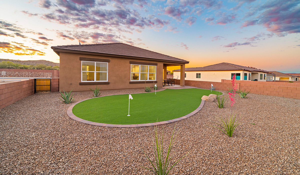 Introducing the York — a thoughtfully designed new floor plan at Solterra by D.R. Horton in Green Valley. Offering 1,863 square feet of well-planned living space, the York is ideal for those seeking a home that balances comfort, flexibility, and modern design.  Step inside through the welcoming entryway and experience an open-concept layout that maximizes every square foot. The expansive great room serves as the heart of the home, flowing seamlessly into the dining area and kitchen, perfect for both everyday living and entertaining. The kitchen features a spacious center island, quartz countertops, Shaker-style cabinetry, and a dedicated pantry, delivering a clean, modern aesthetic with ample storage for all your culinary essentials.  The York is available in two- and three-bedroom configurations, offering flexibility to meet a variety of lifestyle needs. The primary suite is thoughtfully located at the rear of the home for added privacy and includes a linen closet, walk-in closet, and a well-appointed ensuite bathroom. Near the front of the home is a powder room, guest bedroom with walk-in closet and ensuite bathroom, and study that creates a functional layout for guests, work-from-home needs, or additional living space.  Designed with both comfort and practicality in mind, the York includes a utility room conveniently located near the kitchen and garage, providing easy access to the laundry area and additional storage. A covered back patio extends the living space outdoors—ideal for relaxing and enjoying Green Valley’s beautiful year-round weather.  Homes at Solterra feature elegant, modern interiors paired with distinctive exterior details, including sand finish texture stucco, landscaped front yards with auto drip irrigation, and fully fenced backyards. Covered back patios offer inviting spaces to unwind and take in Green Valley’s breathtaking sunsets. Inside, D.R. Horton’s Home is Connected® Smart Home package enhances everyday living with a smart thermostat, video doorbell, keyless entry, and a Wi-Fi–enabled garage door opener.  Outdoor enthusiasts will appreciate the close proximity to scenic neighborhood parks, Colossal Cave Mountain Park, and an extensive network of walking and biking trails throughout Green Valley—making the York a perfect blend of comfort, style, and lifestyle-driven design.  *Images shown are for reference only. They depict the York model home and may not represent the actual home.