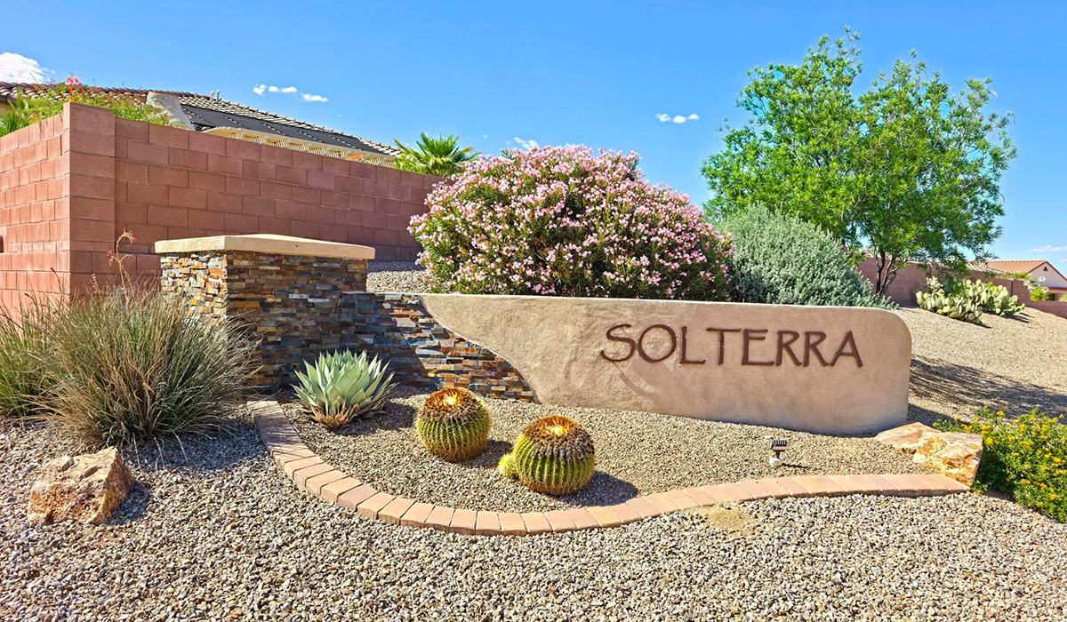 Introducing the York — a thoughtfully designed new floor plan at Solterra by D.R. Horton in Green Valley. Offering 1,863 square feet of well-planned living space, the York is ideal for those seeking a home that balances comfort, flexibility, and modern design.  Step inside through the welcoming entryway and experience an open-concept layout that maximizes every square foot. The expansive great room serves as the heart of the home, flowing seamlessly into the dining area and kitchen, perfect for both everyday living and entertaining. The kitchen features a spacious center island, quartz countertops, Shaker-style cabinetry, and a dedicated pantry, delivering a clean, modern aesthetic with ample storage for all your culinary essentials.  The York is available in two- and three-bedroom configurations, offering flexibility to meet a variety of lifestyle needs. The primary suite is thoughtfully located at the rear of the home for added privacy and includes a linen closet, walk-in closet, and a well-appointed ensuite bathroom. Near the front of the home is a powder room, guest bedroom with walk-in closet and ensuite bathroom, and study that creates a functional layout for guests, work-from-home needs, or additional living space.  Designed with both comfort and practicality in mind, the York includes a utility room conveniently located near the kitchen and garage, providing easy access to the laundry area and additional storage. A covered back patio extends the living space outdoors—ideal for relaxing and enjoying Green Valley’s beautiful year-round weather.  Homes at Solterra feature elegant, modern interiors paired with distinctive exterior details, including sand finish texture stucco, landscaped front yards with auto drip irrigation, and fully fenced backyards. Covered back patios offer inviting spaces to unwind and take in Green Valley’s breathtaking sunsets. Inside, D.R. Horton’s Home is Connected® Smart Home package enhances everyday living with a smart thermostat, video doorbell, keyless entry, and a Wi-Fi–enabled garage door opener.  Outdoor enthusiasts will appreciate the close proximity to scenic neighborhood parks, Colossal Cave Mountain Park, and an extensive network of walking and biking trails throughout Green Valley—making the York a perfect blend of comfort, style, and lifestyle-driven design.  *Images shown are for reference only. They depict the York model home and may not represent the actual home.