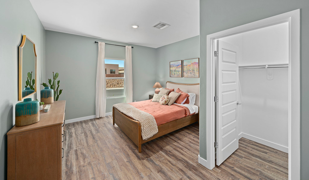 Introducing the York — a thoughtfully designed new floor plan at Solterra by D.R. Horton in Green Valley. Offering 1,863 square feet of well-planned living space, the York is ideal for those seeking a home that balances comfort, flexibility, and modern design.  Step inside through the welcoming entryway and experience an open-concept layout that maximizes every square foot. The expansive great room serves as the heart of the home, flowing seamlessly into the dining area and kitchen, perfect for both everyday living and entertaining. The kitchen features a spacious center island, quartz countertops, Shaker-style cabinetry, and a dedicated pantry, delivering a clean, modern aesthetic with ample storage for all your culinary essentials.  The York is available in two- and three-bedroom configurations, offering flexibility to meet a variety of lifestyle needs. The primary suite is thoughtfully located at the rear of the home for added privacy and includes a linen closet, walk-in closet, and a well-appointed ensuite bathroom. Near the front of the home is a powder room, guest bedroom with walk-in closet and ensuite bathroom, and study that creates a functional layout for guests, work-from-home needs, or additional living space.  Designed with both comfort and practicality in mind, the York includes a utility room conveniently located near the kitchen and garage, providing easy access to the laundry area and additional storage. A covered back patio extends the living space outdoors—ideal for relaxing and enjoying Green Valley’s beautiful year-round weather.  Homes at Solterra feature elegant, modern interiors paired with distinctive exterior details, including sand finish texture stucco, landscaped front yards with auto drip irrigation, and fully fenced backyards. Covered back patios offer inviting spaces to unwind and take in Green Valley’s breathtaking sunsets. Inside, D.R. Horton’s Home is Connected® Smart Home package enhances everyday living with a smart thermostat, video doorbell, keyless entry, and a Wi-Fi–enabled garage door opener.  Outdoor enthusiasts will appreciate the close proximity to scenic neighborhood parks, Colossal Cave Mountain Park, and an extensive network of walking and biking trails throughout Green Valley—making the York a perfect blend of comfort, style, and lifestyle-driven design.  *Images shown are for reference only. They depict the York model home and may not represent the actual home.