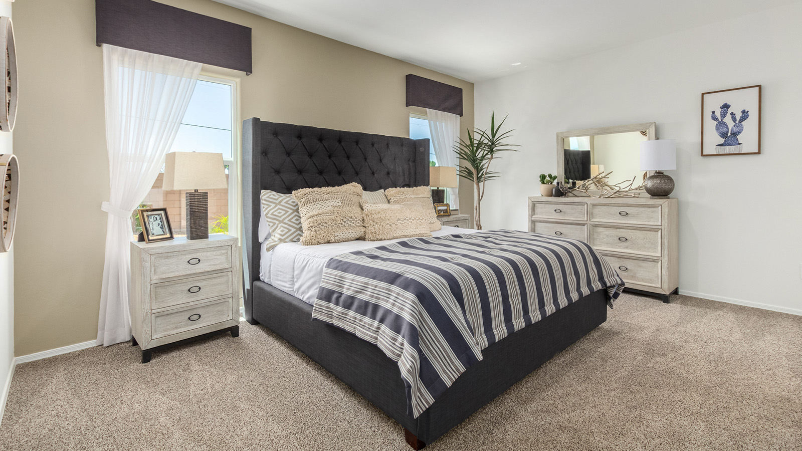 Introducing the Gaven at Entrada Del Toro  The Gaven is a beautifully designed single-story home located in the highly desirable Entrada Del Toro neighborhood within the master-planned community of Rancho Sahuarita. Offering 1,945 square feet of thoughtfully planned living space, this inviting home features four bedrooms, two full bathrooms, a covered back patio, and a two-car garage—perfect for households seeking comfort, functionality, and room to grow.  From the moment you enter, the welcoming entryway opens into an expansive open-concept layout that seamlessly connects the great room, dining area, and kitchen—creating a space ideal for everyday living and effortless entertaining. The kitchen is a true centerpiece, complete with a large center island, Shaker-style cabinetry, quartz countertops, a walk-in pantry, and ample storage. Abundant natural light enhances the home’s warm and welcoming atmosphere throughout.  The Gaven offers a thoughtfully arranged split-bedroom design, with three secondary bedrooms located near the front of the home, providing flexibility for guests, home offices, or hobbies. Tucked away for privacy, the spacious primary suite serves as a peaceful retreat and features an en-suite bathroom and a generous walk-in closet.  Homes at Entrada Del Toro are designed with the future in mind. Exterior features include a light lace stucco finish, professionally landscaped front yards with automatic drip irrigation, and large, fully fenced backyards ready for your personal touch. Inside, the Home is Connected® Smart Home package delivers modern convenience with a smart thermostat, video doorbell, keyless entry, and a Wi-Fi® enabled garage door opener.  With its spacious living areas, flexible bedroom layout, and thoughtful design throughout, the Gaven offers the perfect blend of comfort, convenience, and livability.  Residents of Entrada Del Toro enjoy access to Rancho Sahuarita’s extensive amenities, including a full-service fitness center, multiple resort-style swimming pools, pickleball courts, splash pads, playgrounds, and expansive parks designed for all ages and lifestyles. Homeowners will also have exclusive access to the brand-new Entrada Del Toro Community Center, scheduled to open in Spring 2026, offering modern gathering spaces and recreational features just moments from home.  *Images shown are for reference only. They depict the Gaven model home and may not represent the actual home.