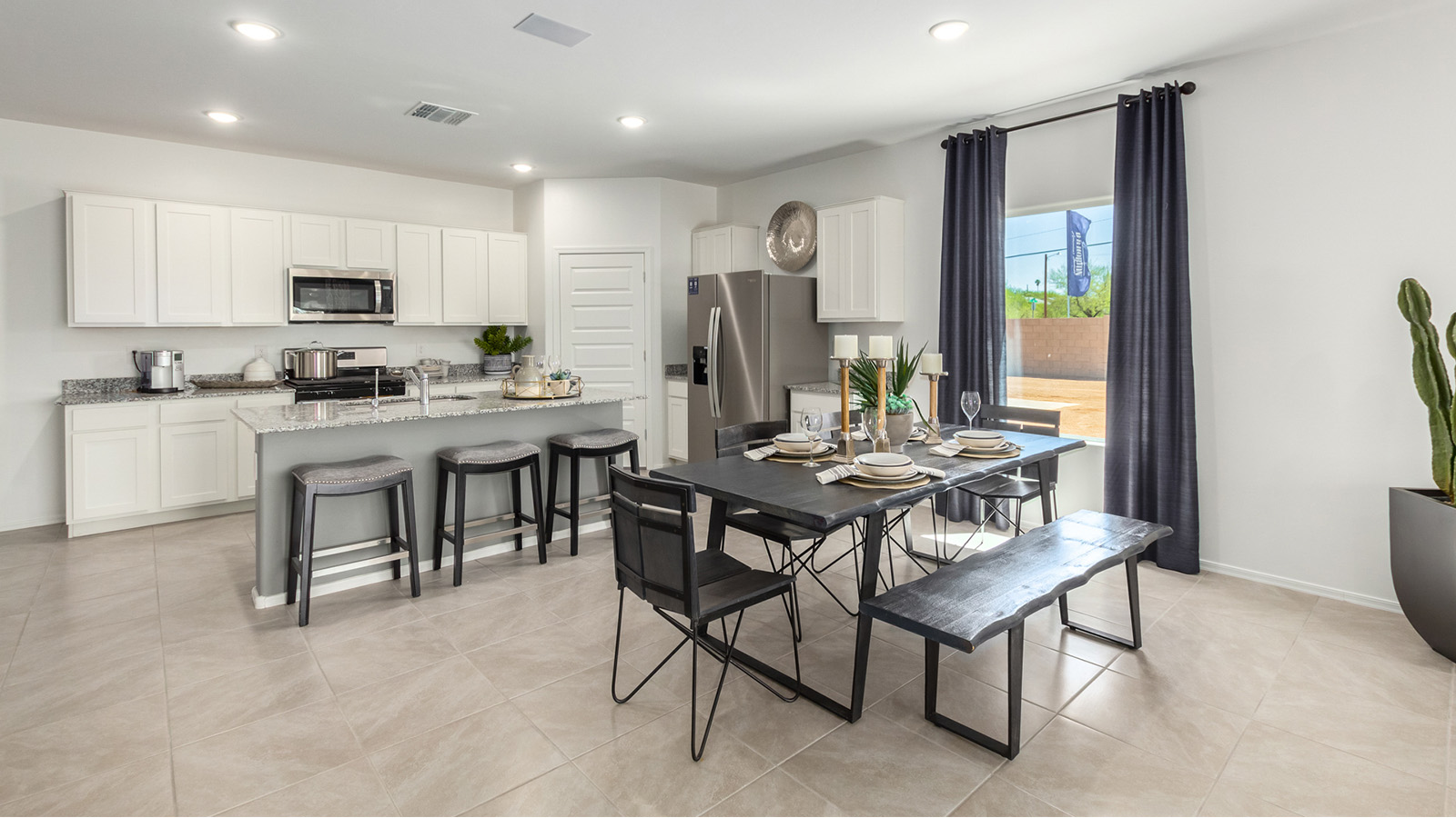 Introducing the Gaven at Entrada Del Toro  The Gaven is a beautifully designed single-story home located in the highly desirable Entrada Del Toro neighborhood within the master-planned community of Rancho Sahuarita. Offering 1,945 square feet of thoughtfully planned living space, this inviting home features four bedrooms, two full bathrooms, a covered back patio, and a two-car garage—perfect for households seeking comfort, functionality, and room to grow.  From the moment you enter, the welcoming entryway opens into an expansive open-concept layout that seamlessly connects the great room, dining area, and kitchen—creating a space ideal for everyday living and effortless entertaining. The kitchen is a true centerpiece, complete with a large center island, Shaker-style cabinetry, quartz countertops, a walk-in pantry, and ample storage. Abundant natural light enhances the home’s warm and welcoming atmosphere throughout.  The Gaven offers a thoughtfully arranged split-bedroom design, with three secondary bedrooms located near the front of the home, providing flexibility for guests, home offices, or hobbies. Tucked away for privacy, the spacious primary suite serves as a peaceful retreat and features an en-suite bathroom and a generous walk-in closet.  Homes at Entrada Del Toro are designed with the future in mind. Exterior features include a light lace stucco finish, professionally landscaped front yards with automatic drip irrigation, and large, fully fenced backyards ready for your personal touch. Inside, the Home is Connected® Smart Home package delivers modern convenience with a smart thermostat, video doorbell, keyless entry, and a Wi-Fi® enabled garage door opener.  With its spacious living areas, flexible bedroom layout, and thoughtful design throughout, the Gaven offers the perfect blend of comfort, convenience, and livability.  Residents of Entrada Del Toro enjoy access to Rancho Sahuarita’s extensive amenities, including a full-service fitness center, multiple resort-style swimming pools, pickleball courts, splash pads, playgrounds, and expansive parks designed for all ages and lifestyles. Homeowners will also have exclusive access to the brand-new Entrada Del Toro Community Center, scheduled to open in Spring 2026, offering modern gathering spaces and recreational features just moments from home.  *Images shown are for reference only. They depict The Gaven model home and may not represent the actual home.