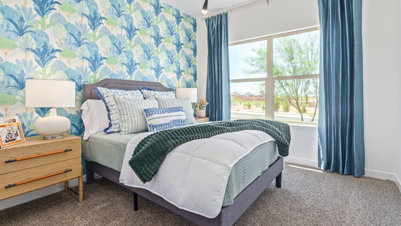 Introducing the Gaven at Entrada Del Toro  The Gaven is a beautifully designed single-story home located in the highly desirable Entrada Del Toro neighborhood within the master-planned community of Rancho Sahuarita. Offering 1,945 square feet of thoughtfully planned living space, this inviting home features four bedrooms, two full bathrooms, a covered back patio, and a two-car garage—perfect for households seeking comfort, functionality, and room to grow.  From the moment you enter, the welcoming entryway opens into an expansive open-concept layout that seamlessly connects the great room, dining area, and kitchen—creating a space ideal for everyday living and effortless entertaining. The kitchen is a true centerpiece, complete with a large center island, Shaker-style cabinetry, quartz countertops, a walk-in pantry, and ample storage. Abundant natural light enhances the home’s warm and welcoming atmosphere throughout.  The Gaven offers a thoughtfully arranged split-bedroom design, with three secondary bedrooms located near the front of the home, providing flexibility for guests, home offices, or hobbies. Tucked away for privacy, the spacious primary suite serves as a peaceful retreat and features an en-suite bathroom and a generous walk-in closet.  Homes at Entrada Del Toro are designed with the future in mind. Exterior features include a light lace stucco finish, professionally landscaped front yards with automatic drip irrigation, and large, fully fenced backyards ready for your personal touch. Inside, the Home is Connected® Smart Home package delivers modern convenience with a smart thermostat, video doorbell, keyless entry, and a Wi-Fi® enabled garage door opener.  With its spacious living areas, flexible bedroom layout, and thoughtful design throughout, the Gaven offers the perfect blend of comfort, convenience, and livability.  Residents of Entrada Del Toro enjoy access to Rancho Sahuarita’s extensive amenities, including a full-service fitness center, multiple resort-style swimming pools, pickleball courts, splash pads, playgrounds, and expansive parks designed for all ages and lifestyles. Homeowners will also have exclusive access to the brand-new Entrada Del Toro Community Center, scheduled to open in Spring 2026, offering modern gathering spaces and recreational features just moments from home.  *Images shown are for reference only. They depict The Gaven sales model home and may not represent the actual home.